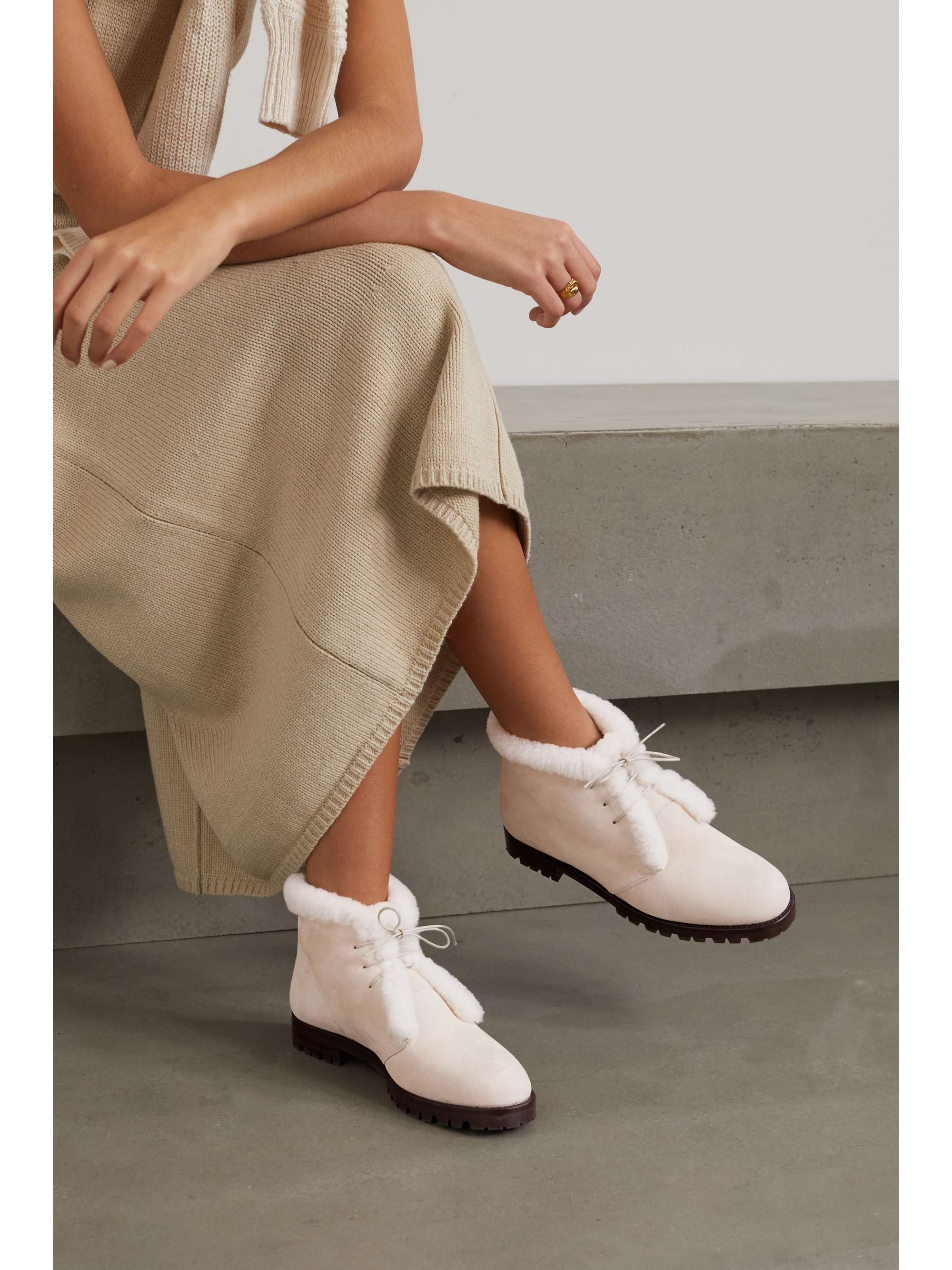 MANOLO BLAHNIK Mircus shearling-lined suede ankle boots