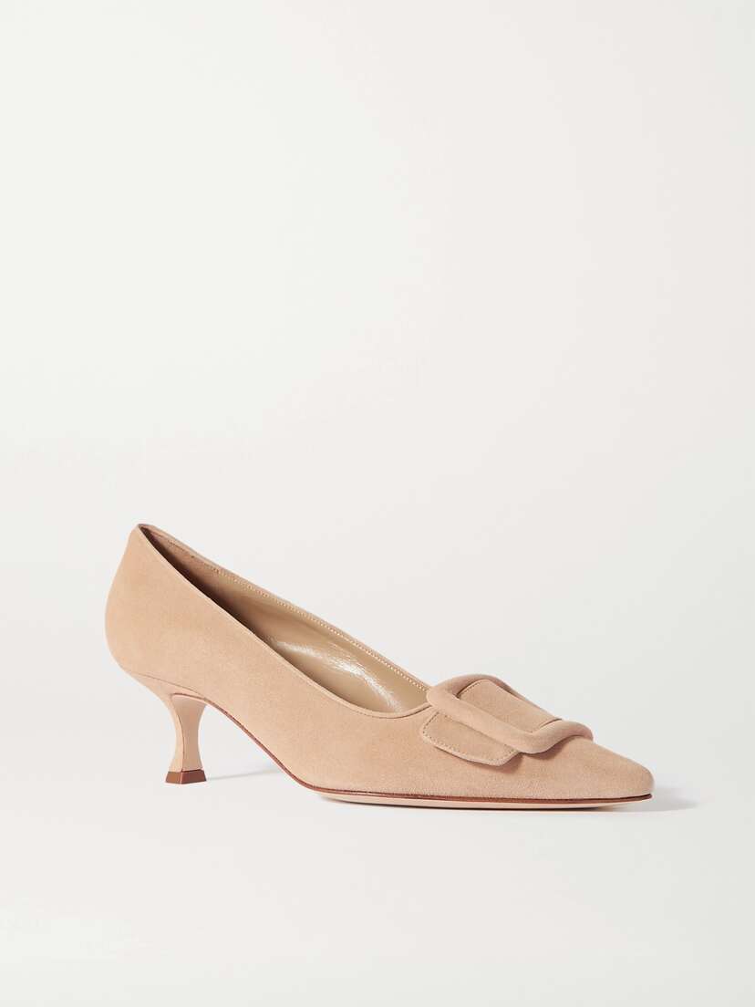 Manolo Blahnik Maysale 50 Buckled Suede Pumps