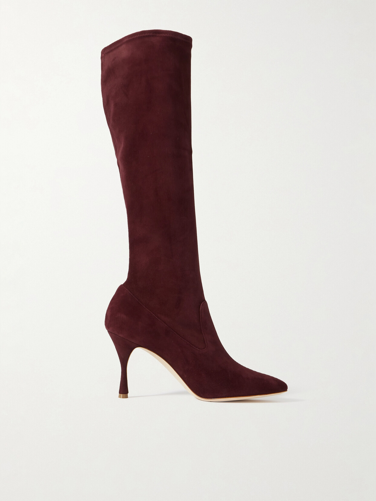Manolo Blahnik Pamfilo 90 Stretch-suede Knee Boots - Burgundy