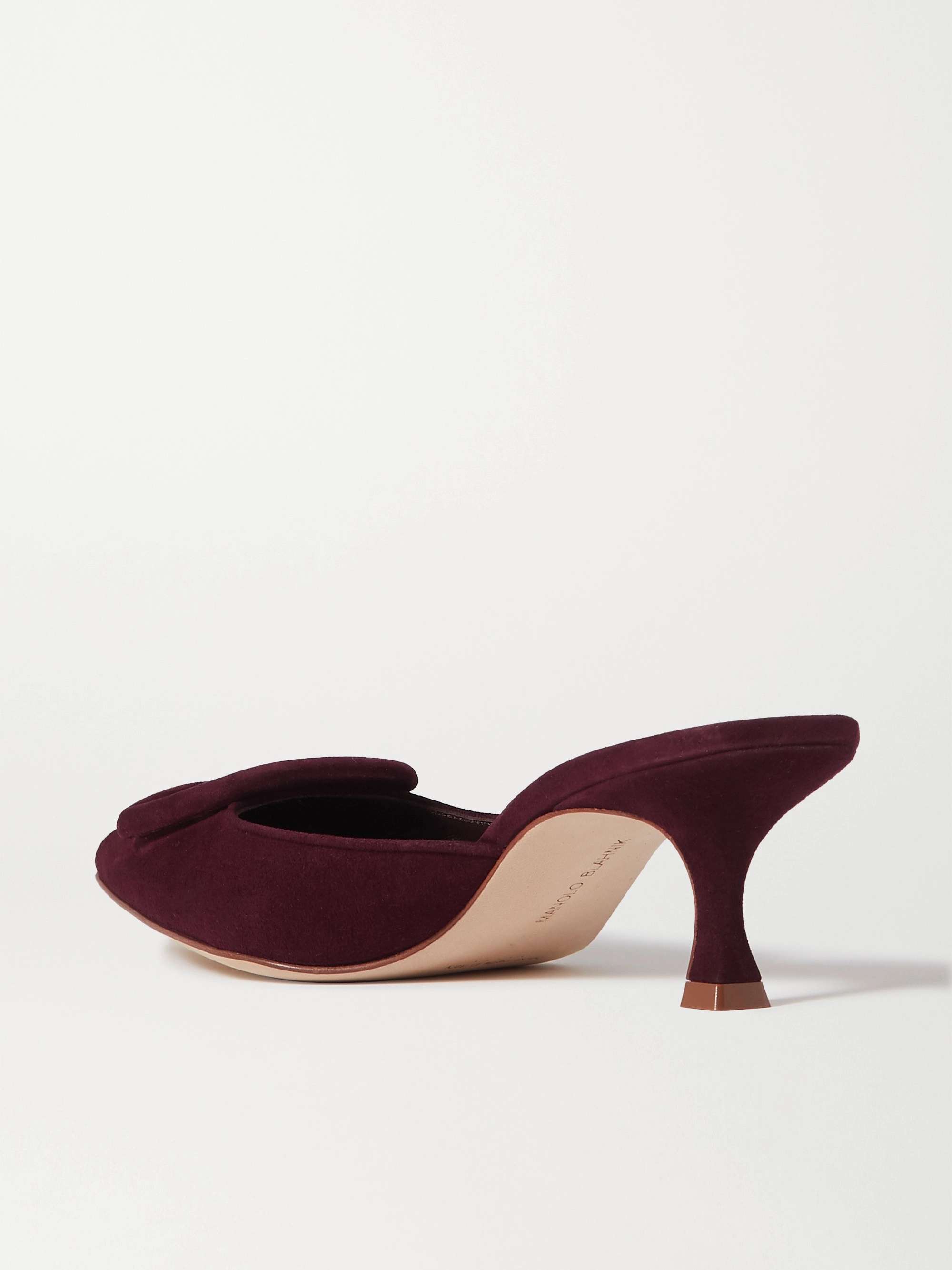 MANOLO BLAHNIK Maysale 50 buckled crepe de chine mules