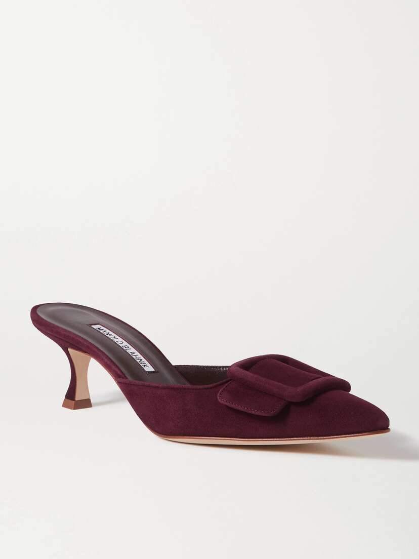 Manolo Blahnik Maysale 50 Buckled Suede Mules