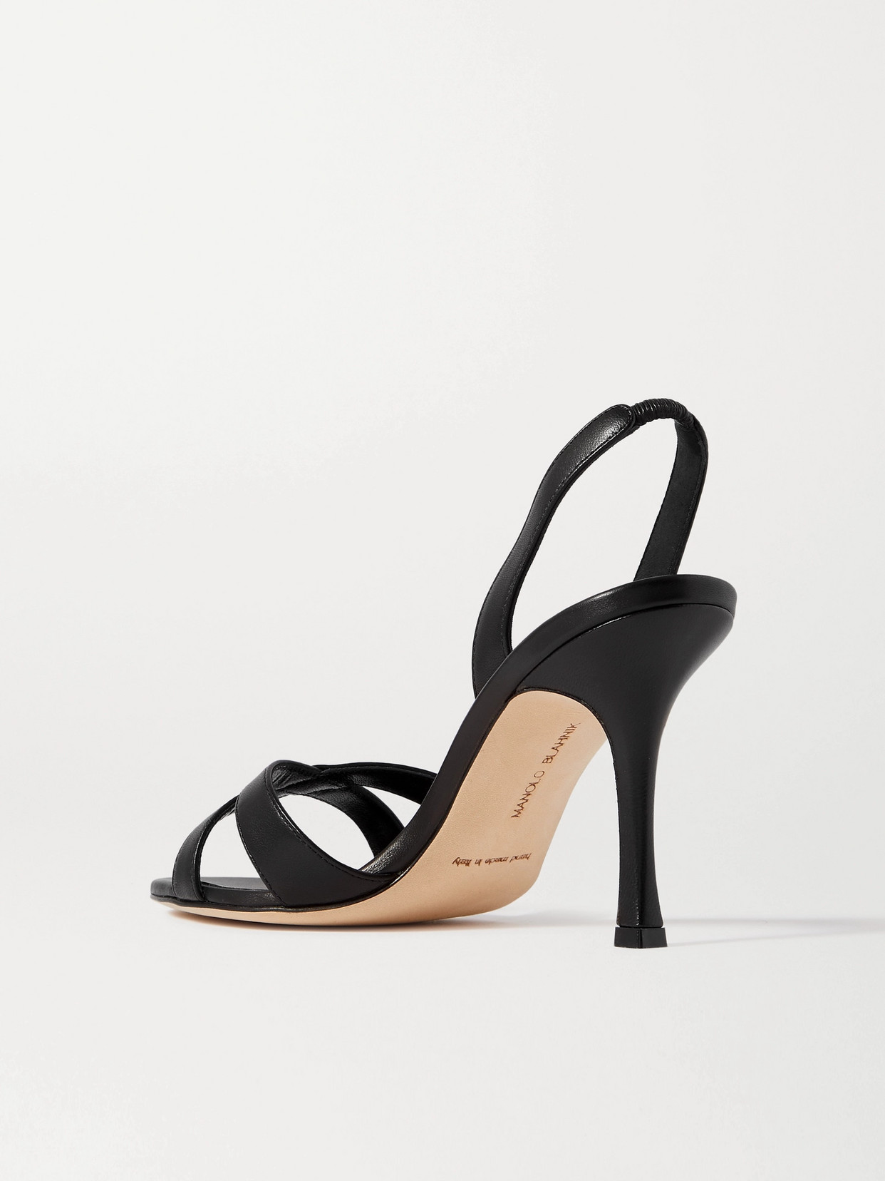 Shop Manolo Blahnik Callasli 90 Leather Slingback Sandals In Black