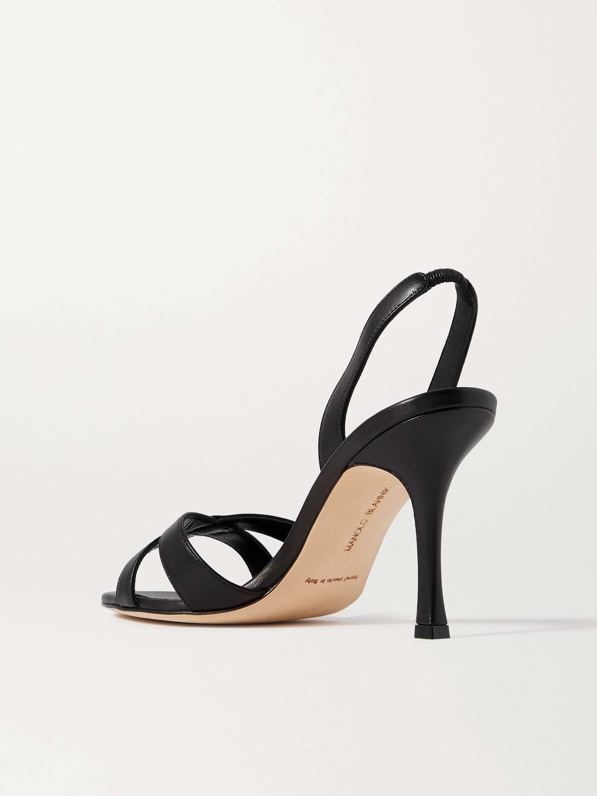 Black Callasli 90 leather slingback sandals | MANOLO BLAHNIK | NET-A-PORTER