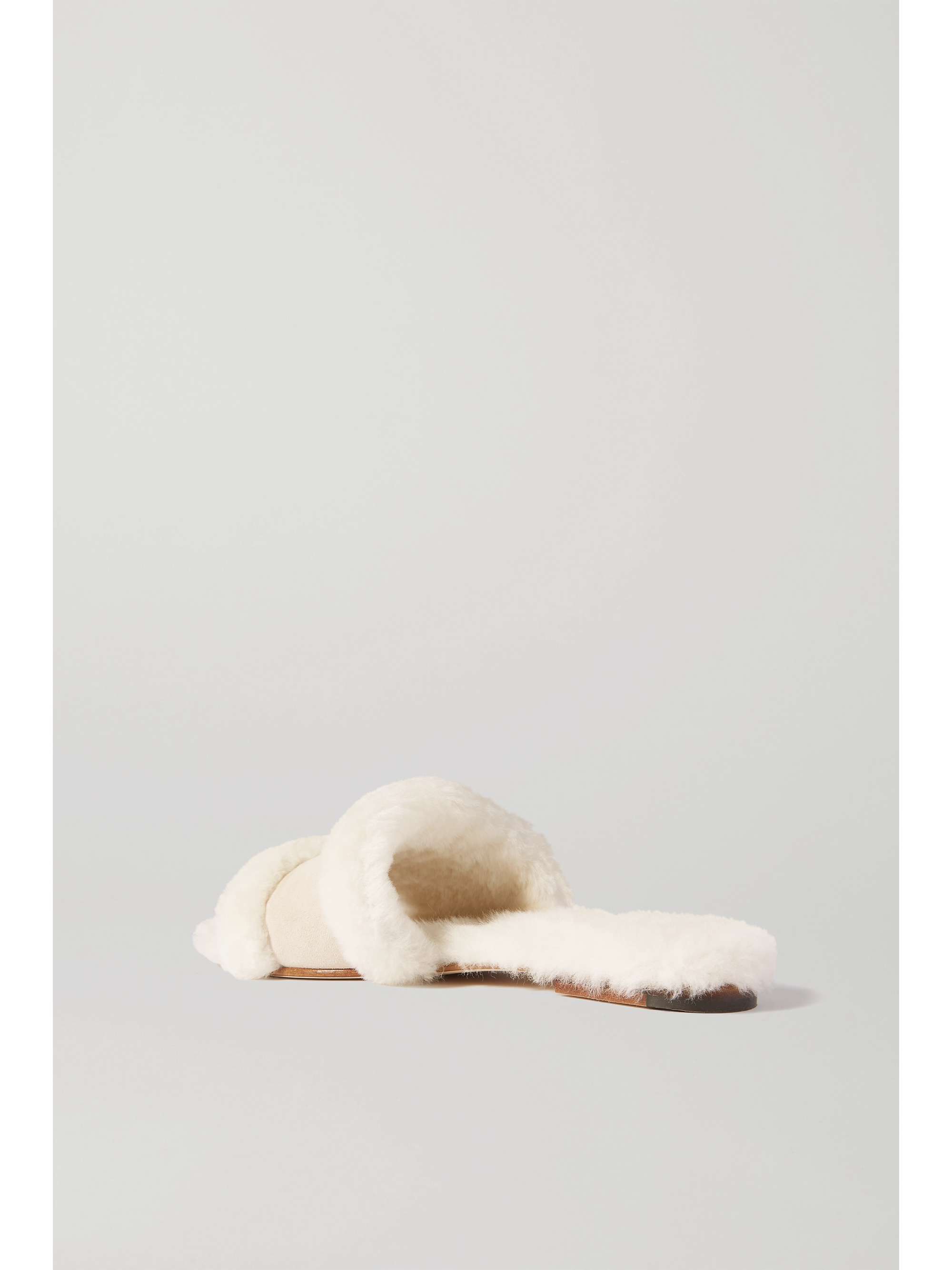 MANOLO BLAHNIK Anacletus suede and shearling slides | NET-A-PORTER