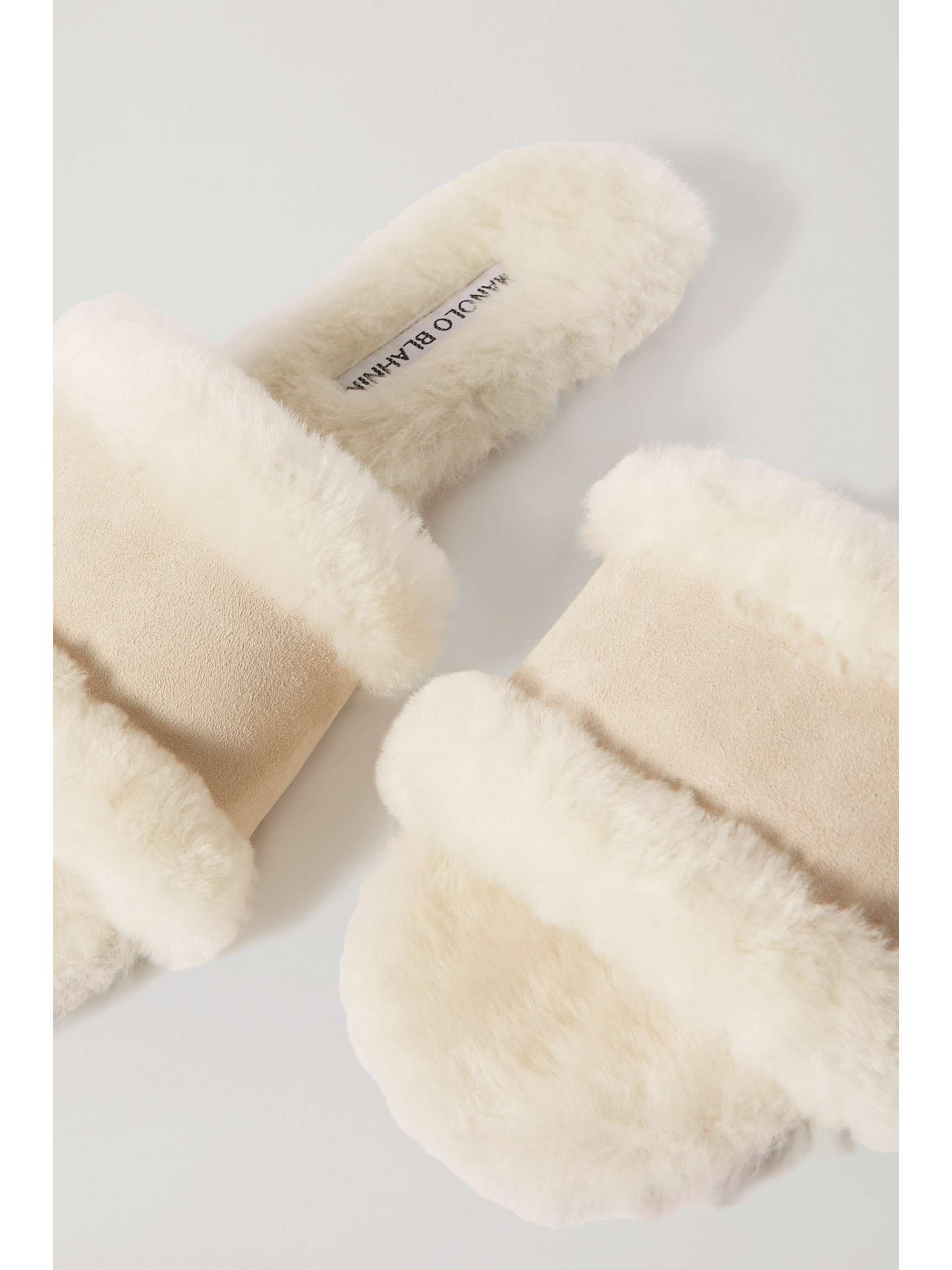 MANOLO BLAHNIK Anacletus suede and shearling slides
