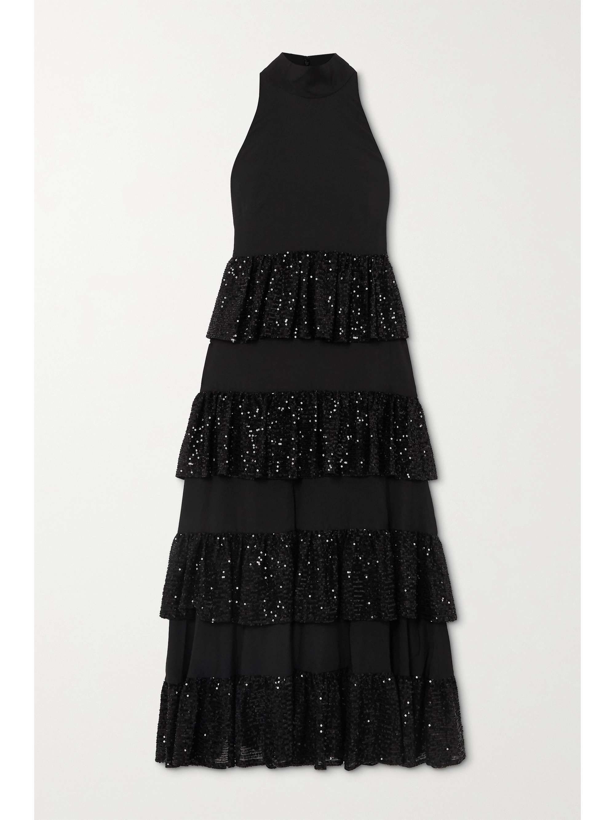 black tiered ruffle dress