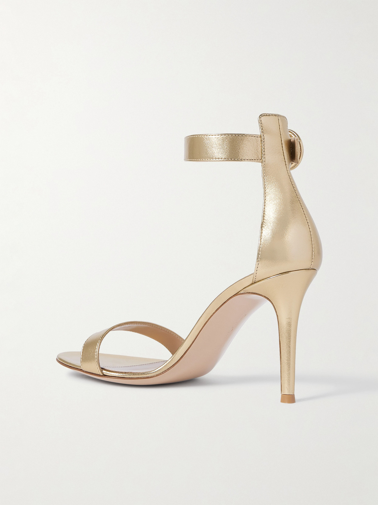 Shop Gianvito Rossi Portofino 85 Metallic Leather Sandals In Gold