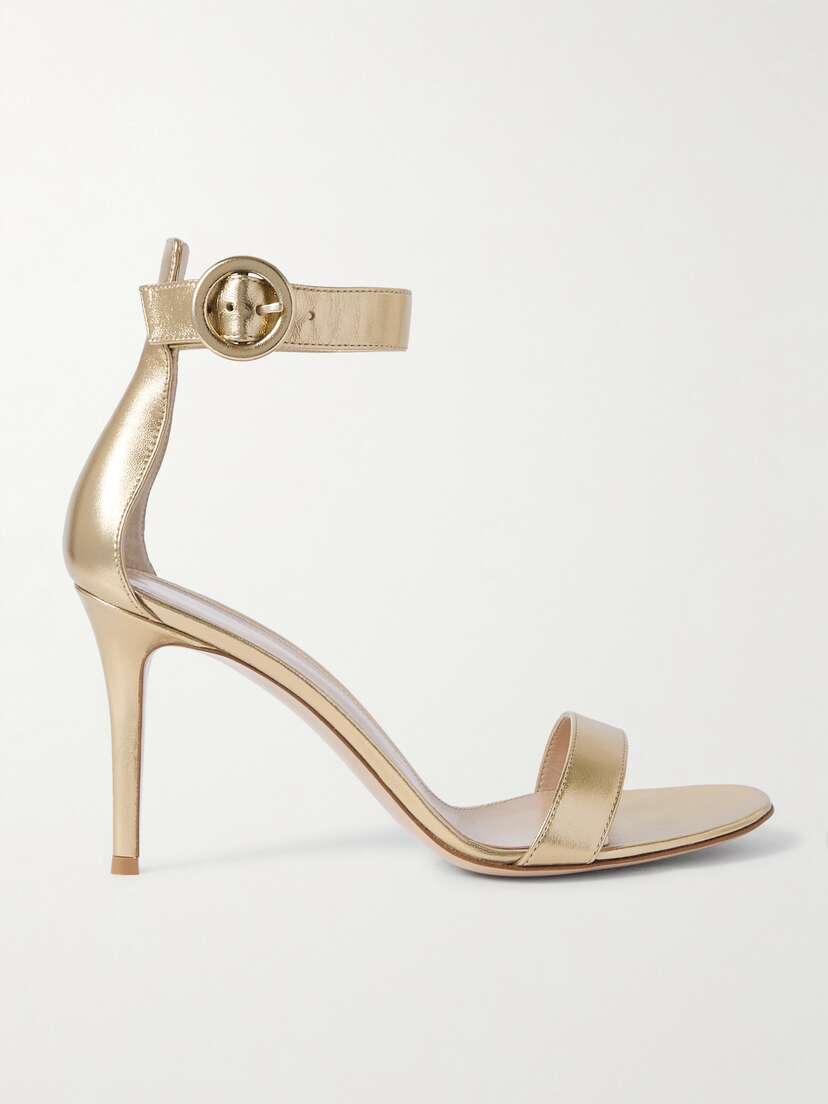 Gianvito Rossi Portofino 85 Metallic Leather Sandals
