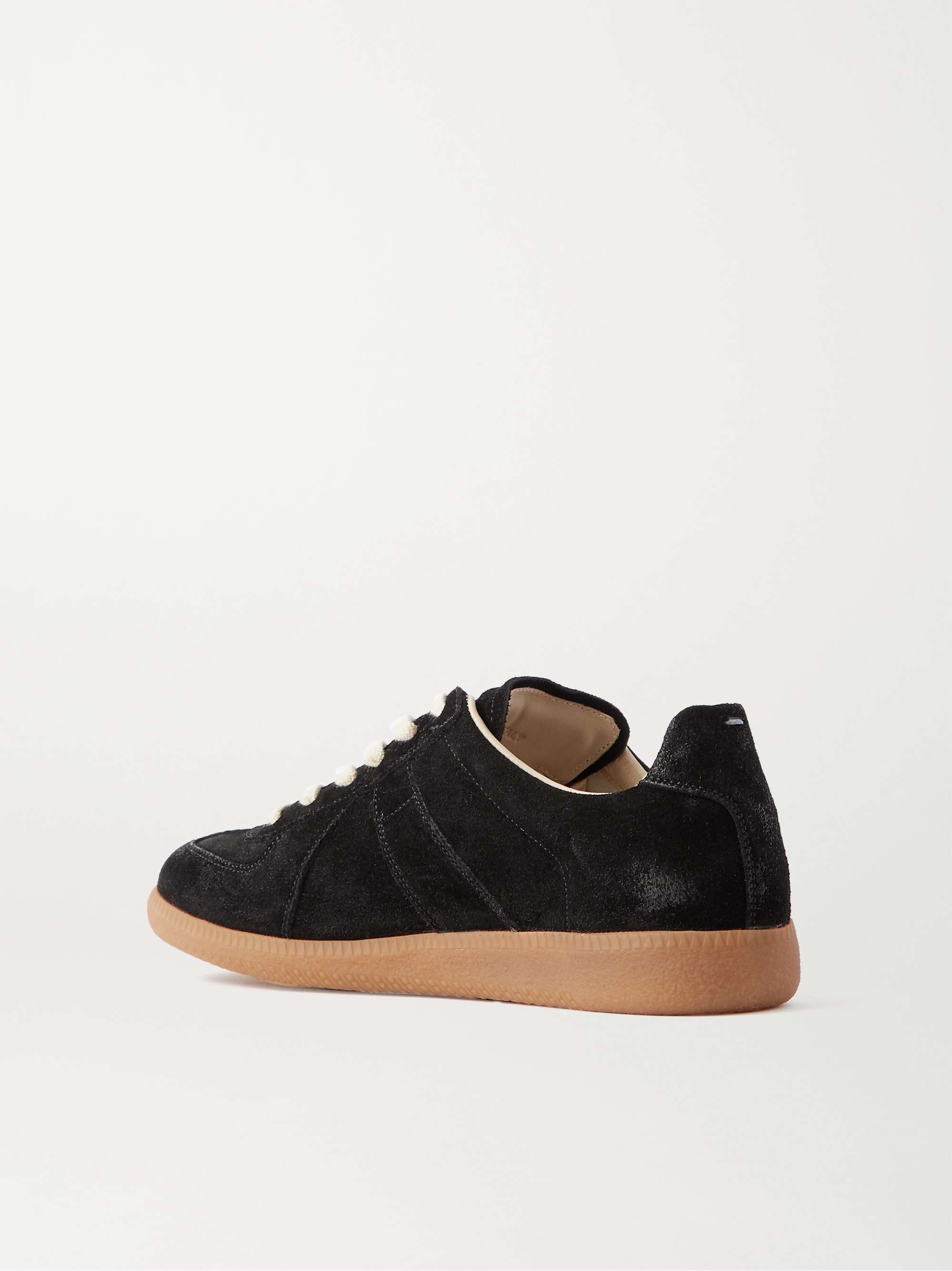 Black Replica leather and suede sneakers | MAISON MARGIELA | NET-A-PORTER