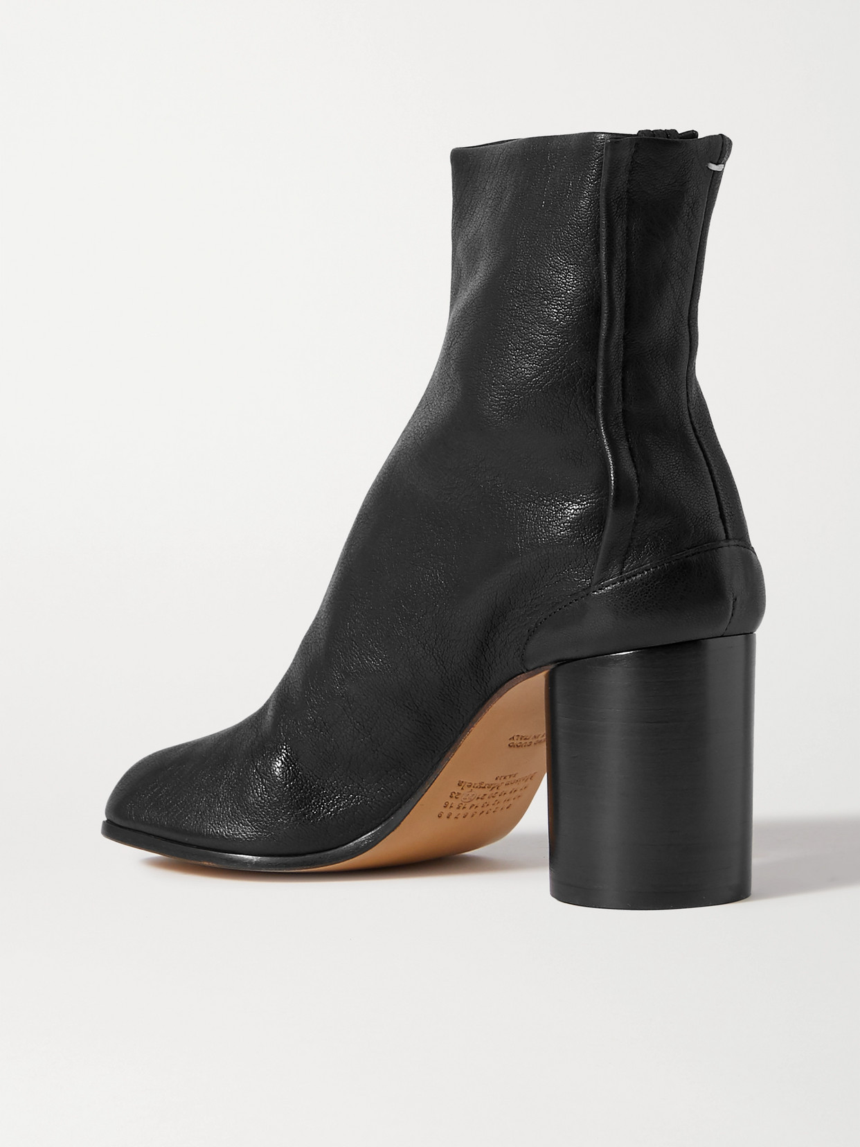 Shop Maison Margiela Tabi Split-toe Leather Ankle Boots In Black