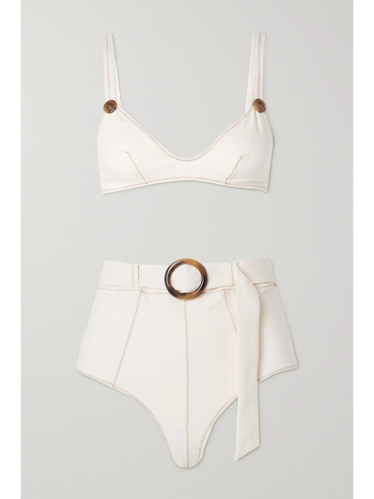 Lisa Marie Fernandez – + Net Sustain Magdalena Belted Stretch-twill Bikini – Cream