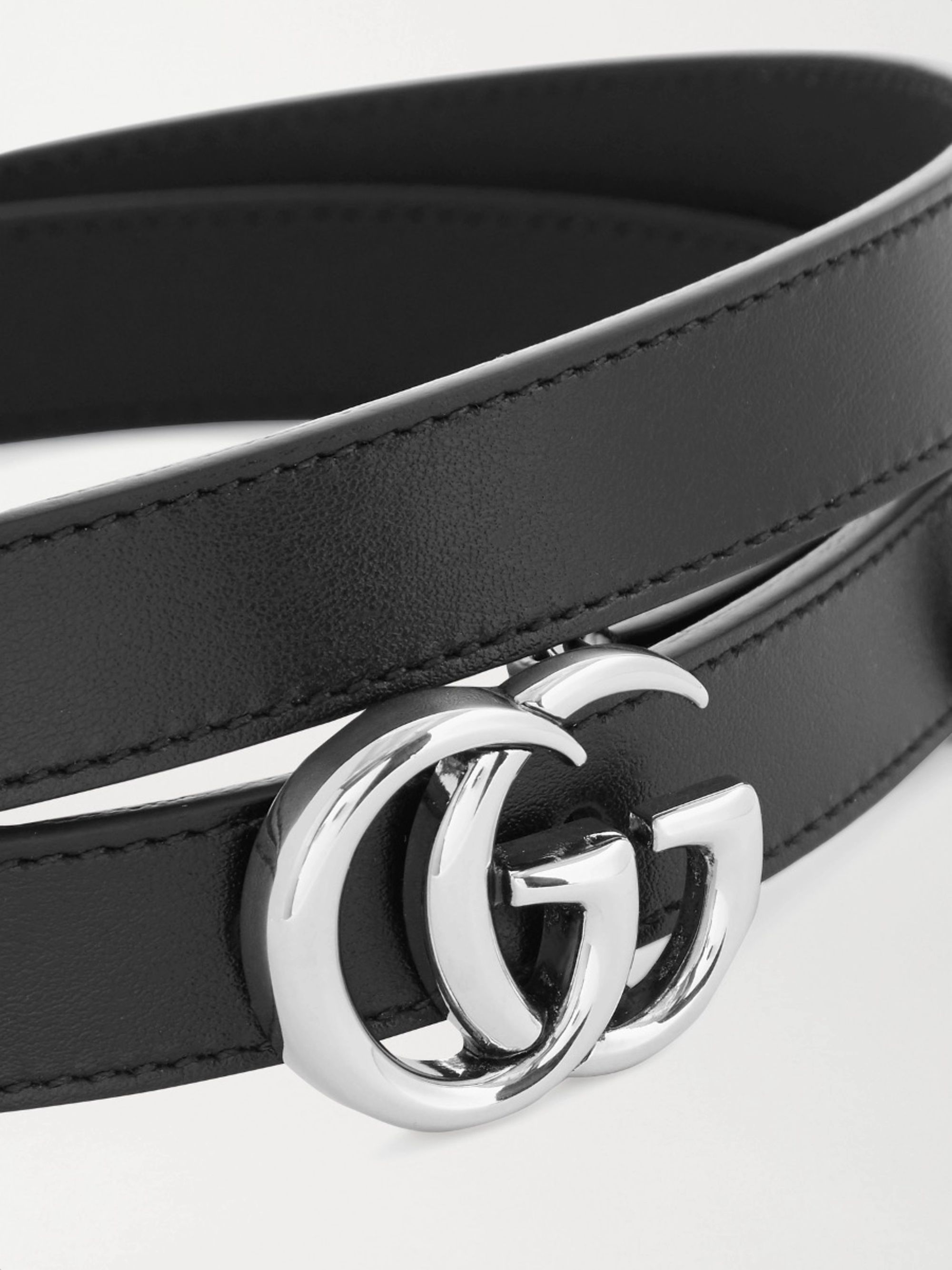 Black Leather belt GUCCI NETAPORTER
