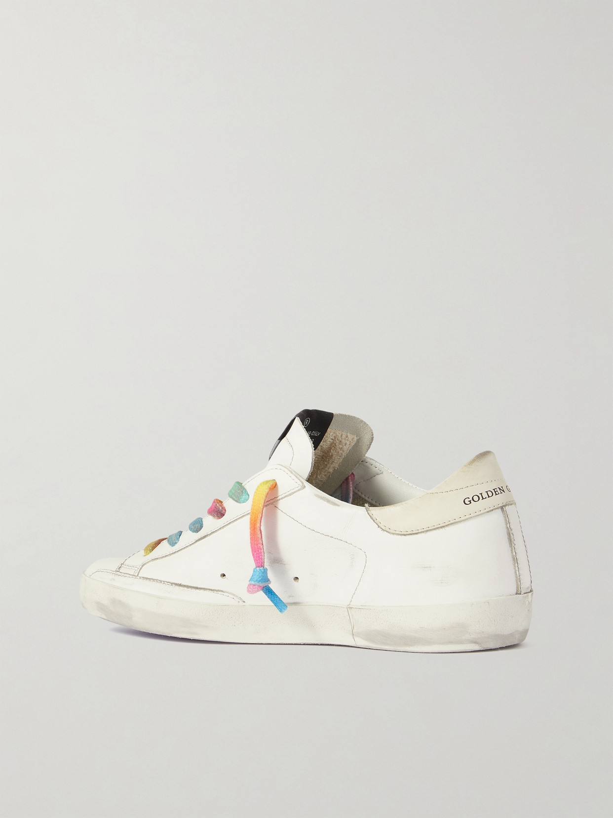GOLDEN GOOSE SUPERSTAR PERFORATED DISTRESSED LEATHER SNEAKERS