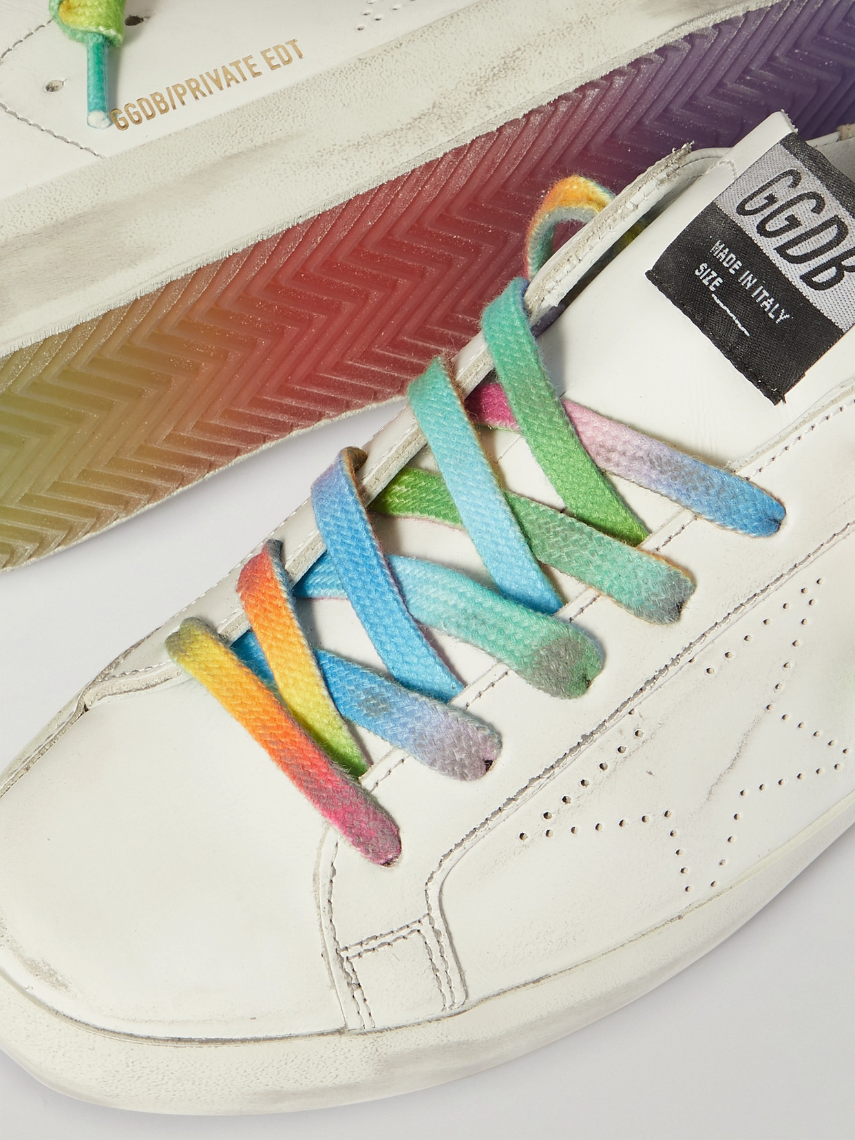 GOLDEN GOOSE SUPERSTAR PERFORATED DISTRESSED LEATHER SNEAKERS