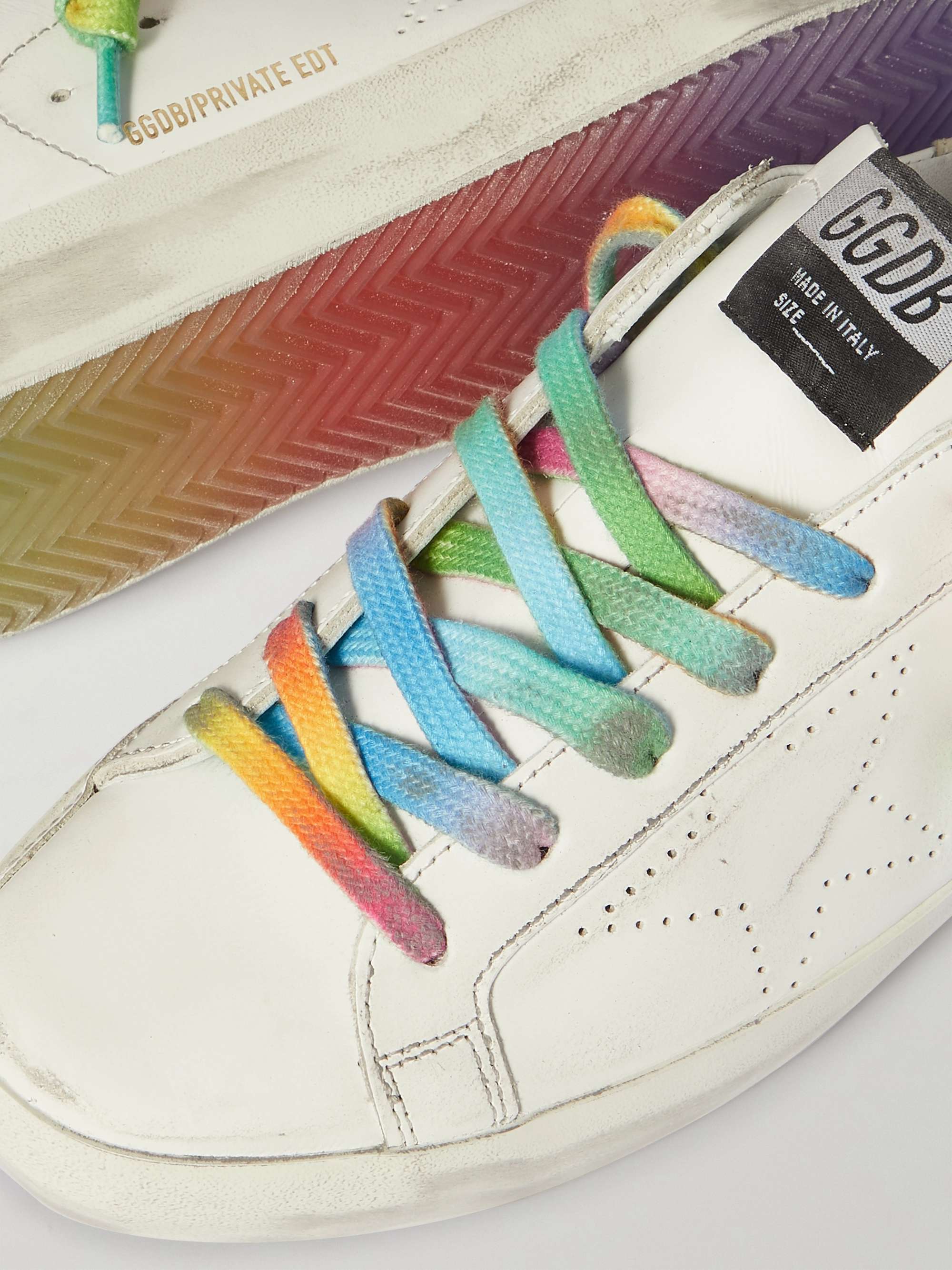 GOLDEN GOOSE Superstar perforated distressed leather sneakers | NET-A-PORTER