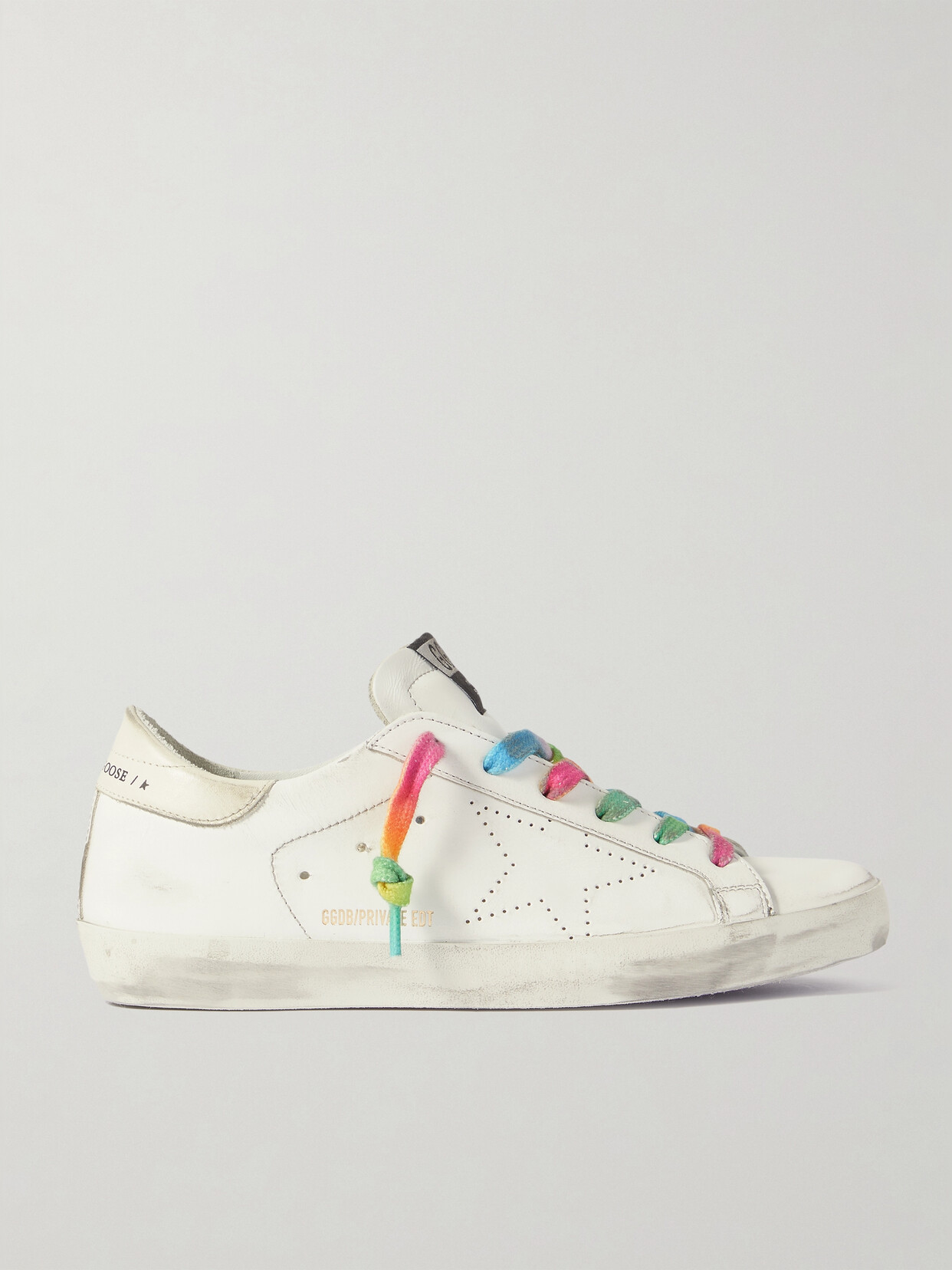 Golden Goose Superstar Perforated Distressed Leather Sneakers In White