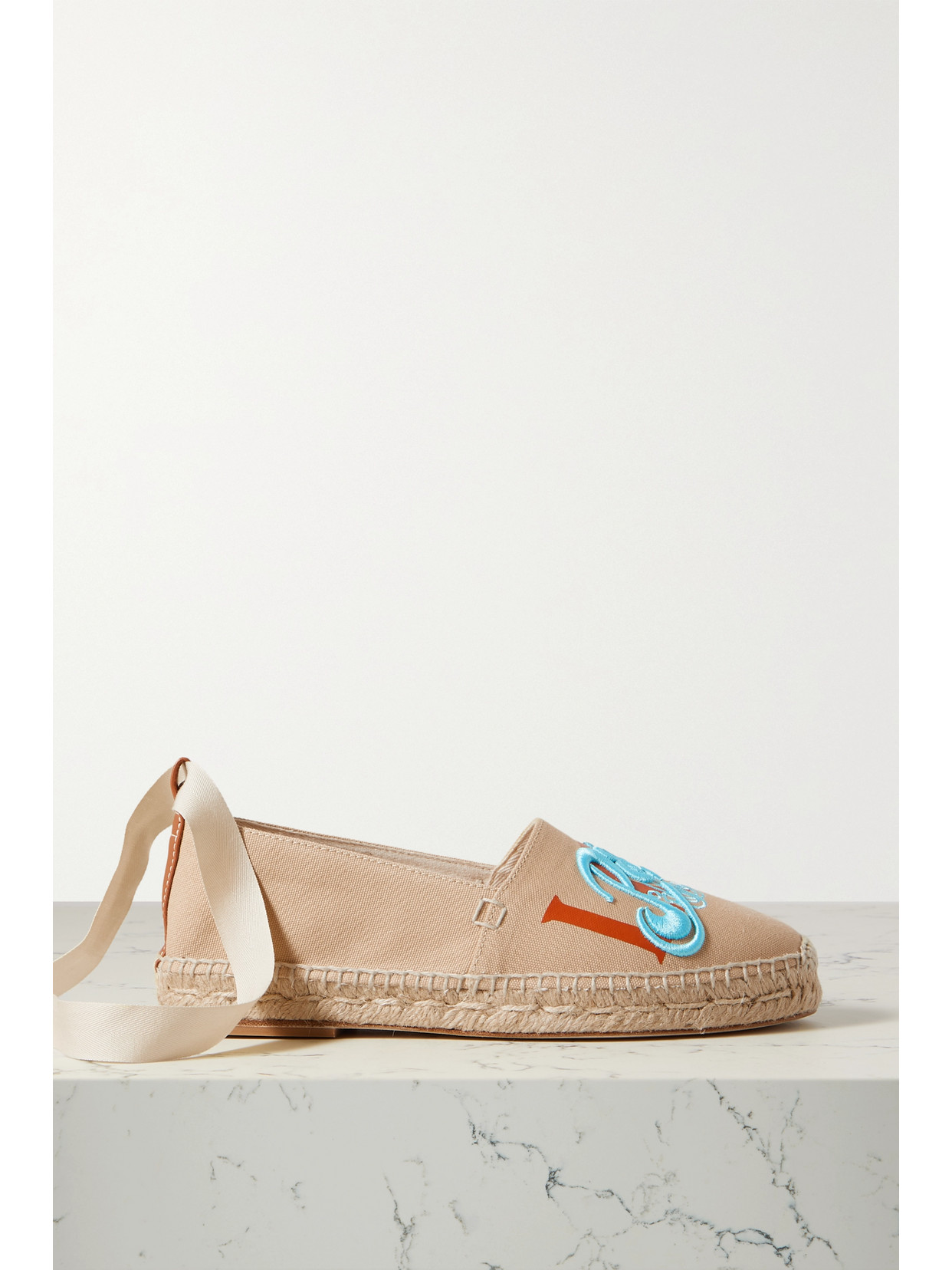 LOEWE + PAULA'S IBIZA EMBROIDERED PRINTED CANVAS ESPADRILLES