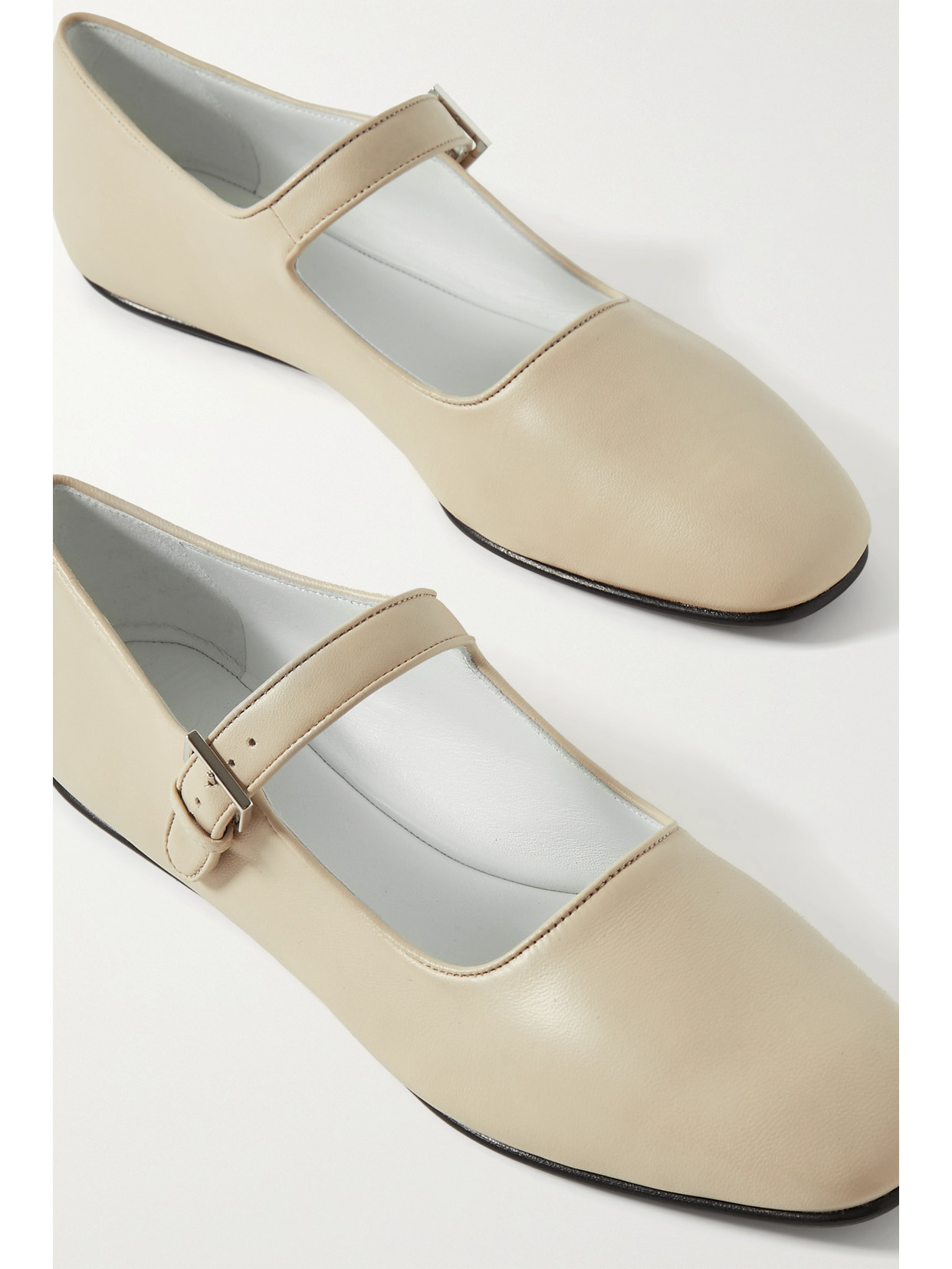 Shop The Row Ava Leather Mary Jane Ballet Flats In Cream