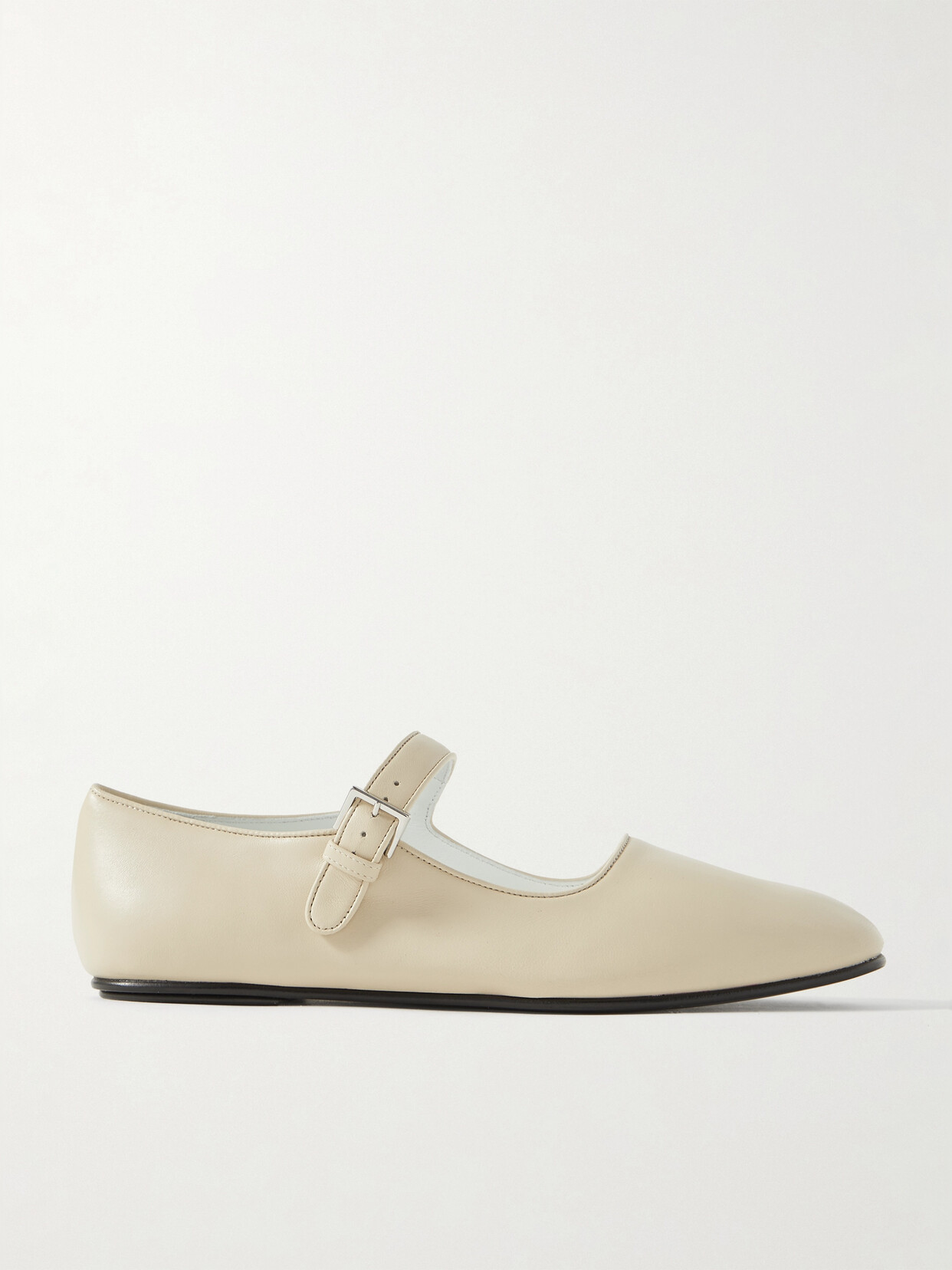 Shop The Row Ava Leather Mary Jane Ballet Flats In Cream