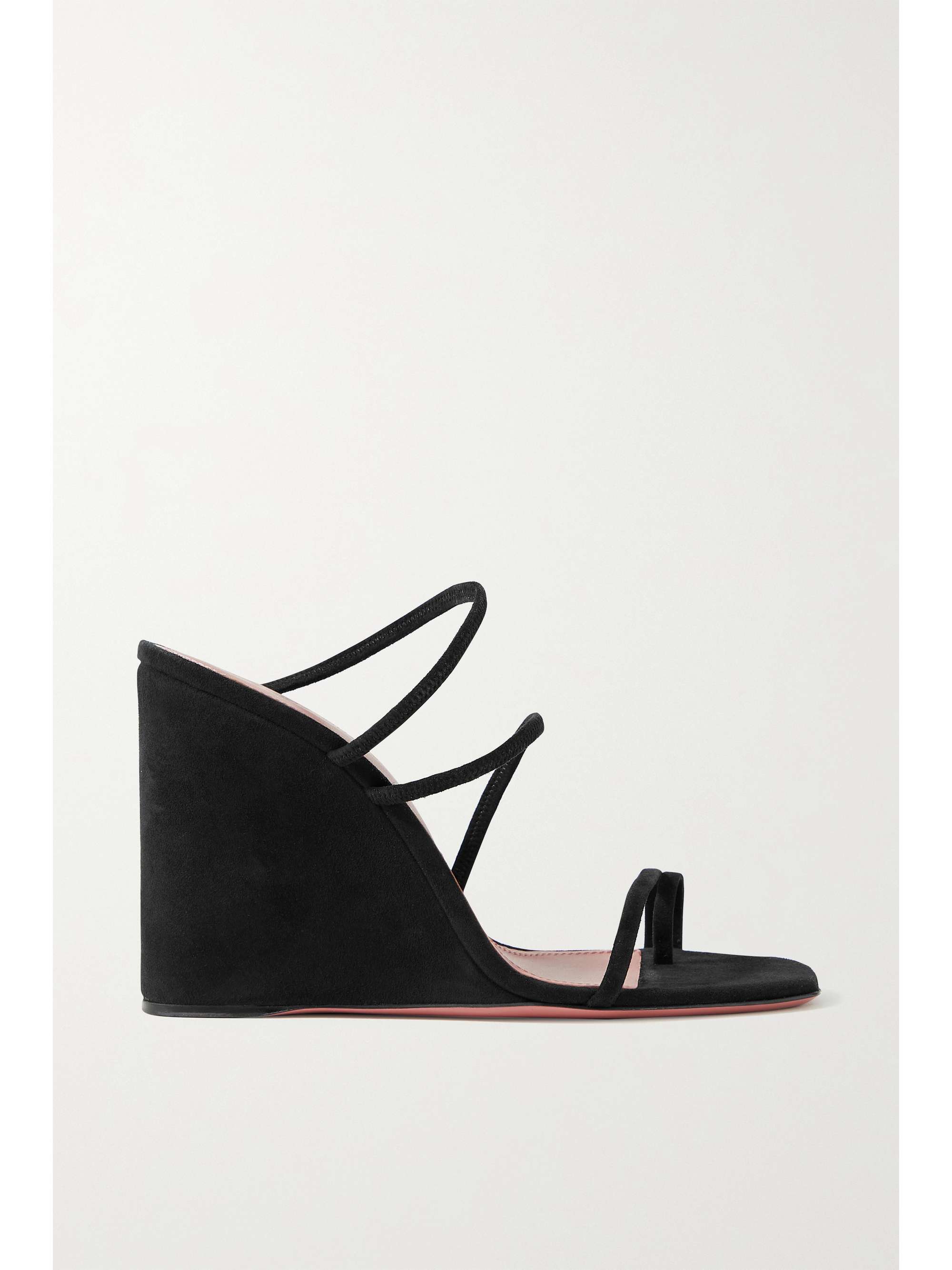 black suede wedge sandals