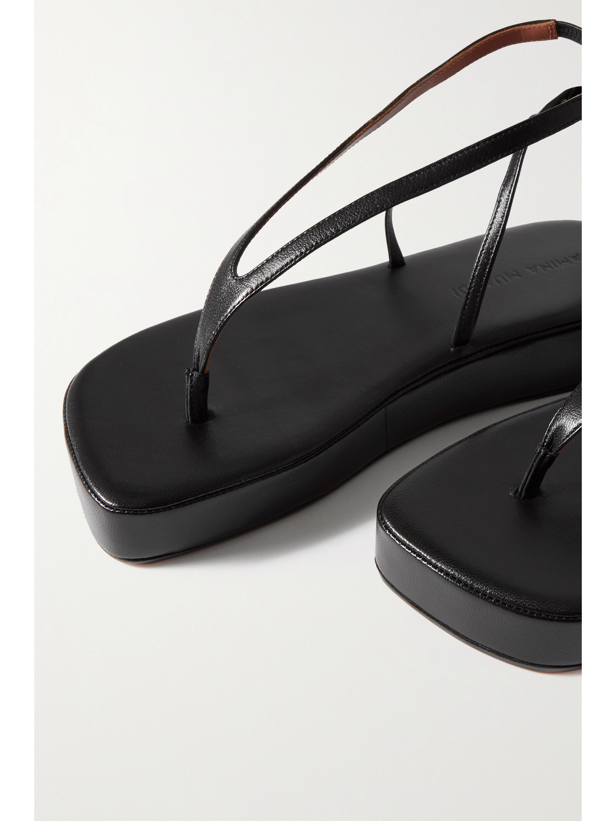Amina Muaddi Womens Black Jamie Lace-up Leather Flatform Sandals 4.5 In Schwarz | ModeSens