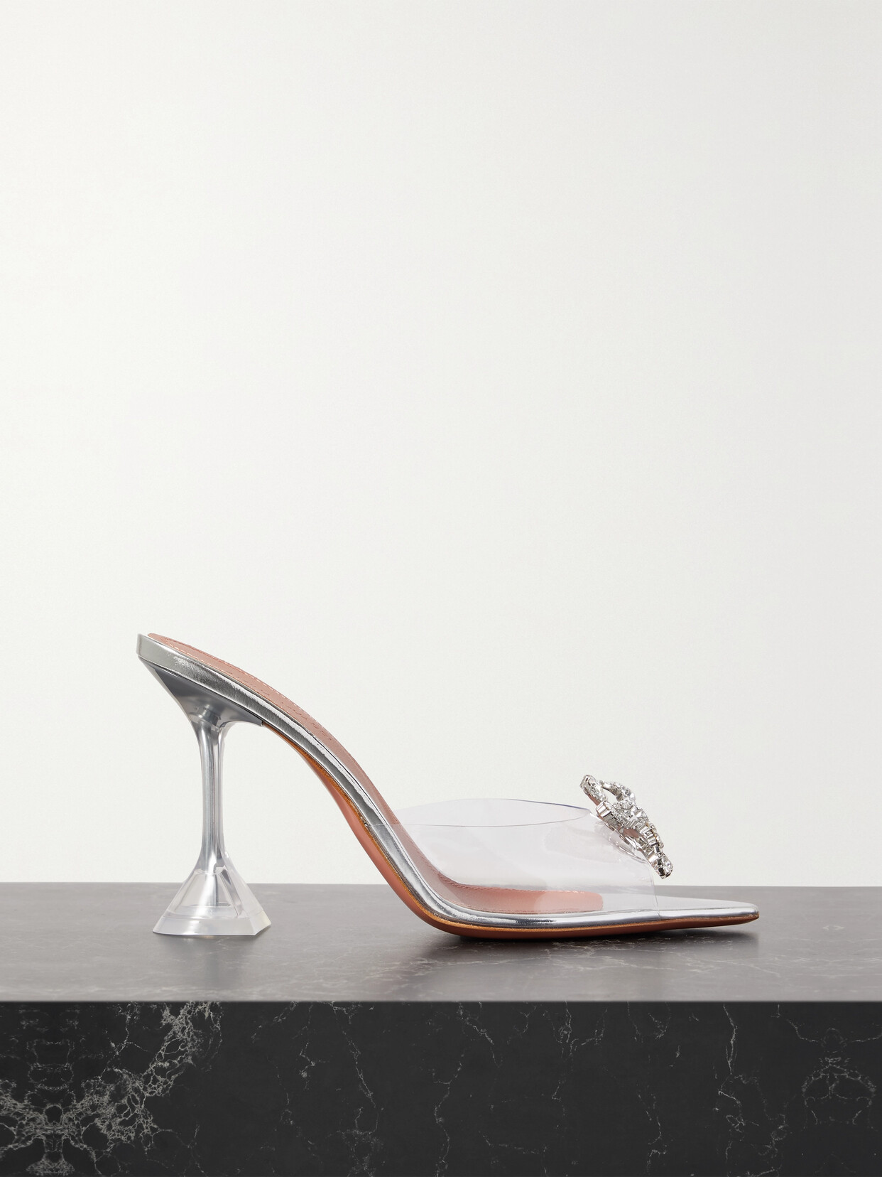 Amina Muaddi Rosie Crystal-embellished Pvc Mules - White