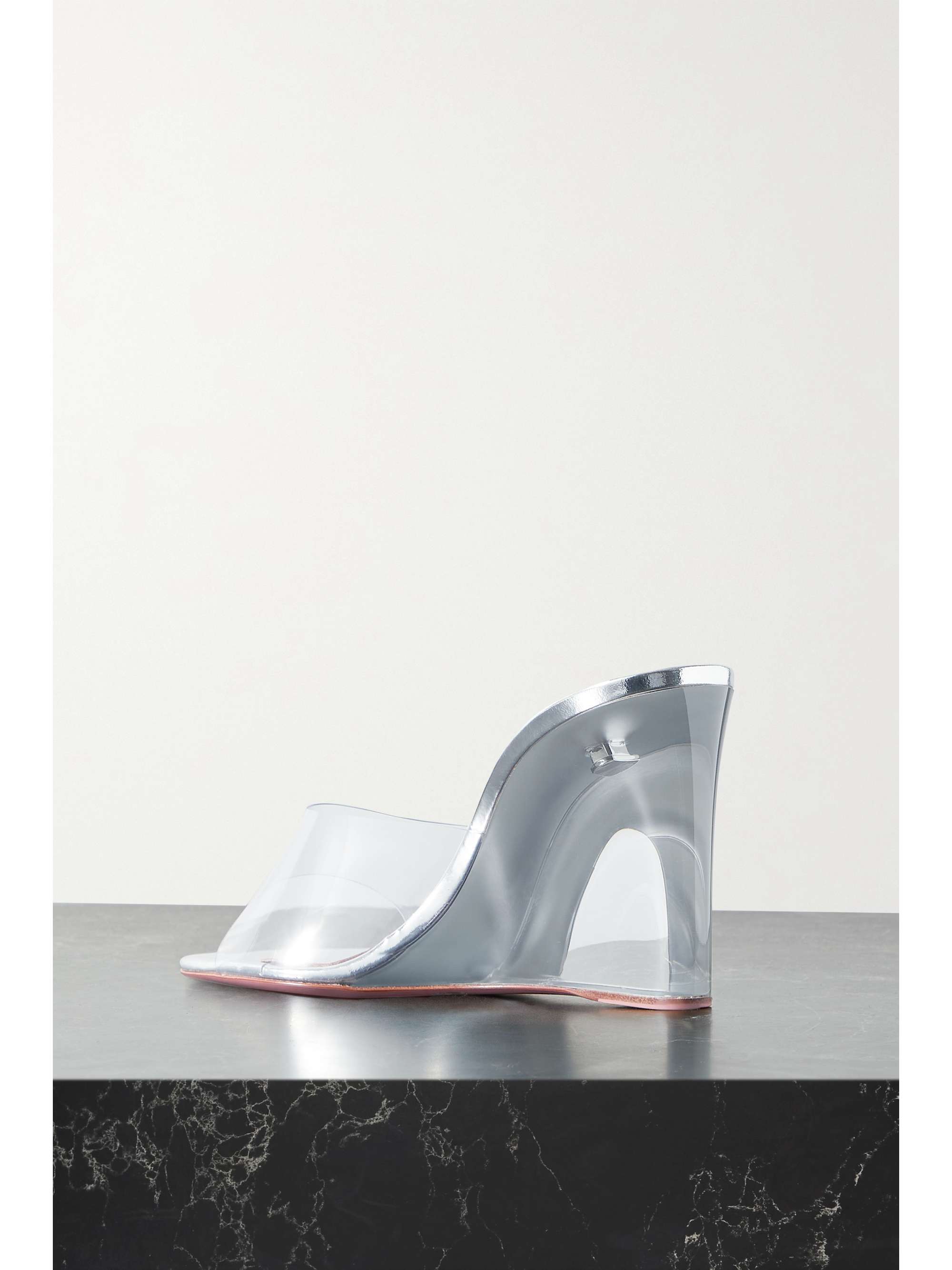 AMINA MUADDI Lupita Glass PVC wedge mules