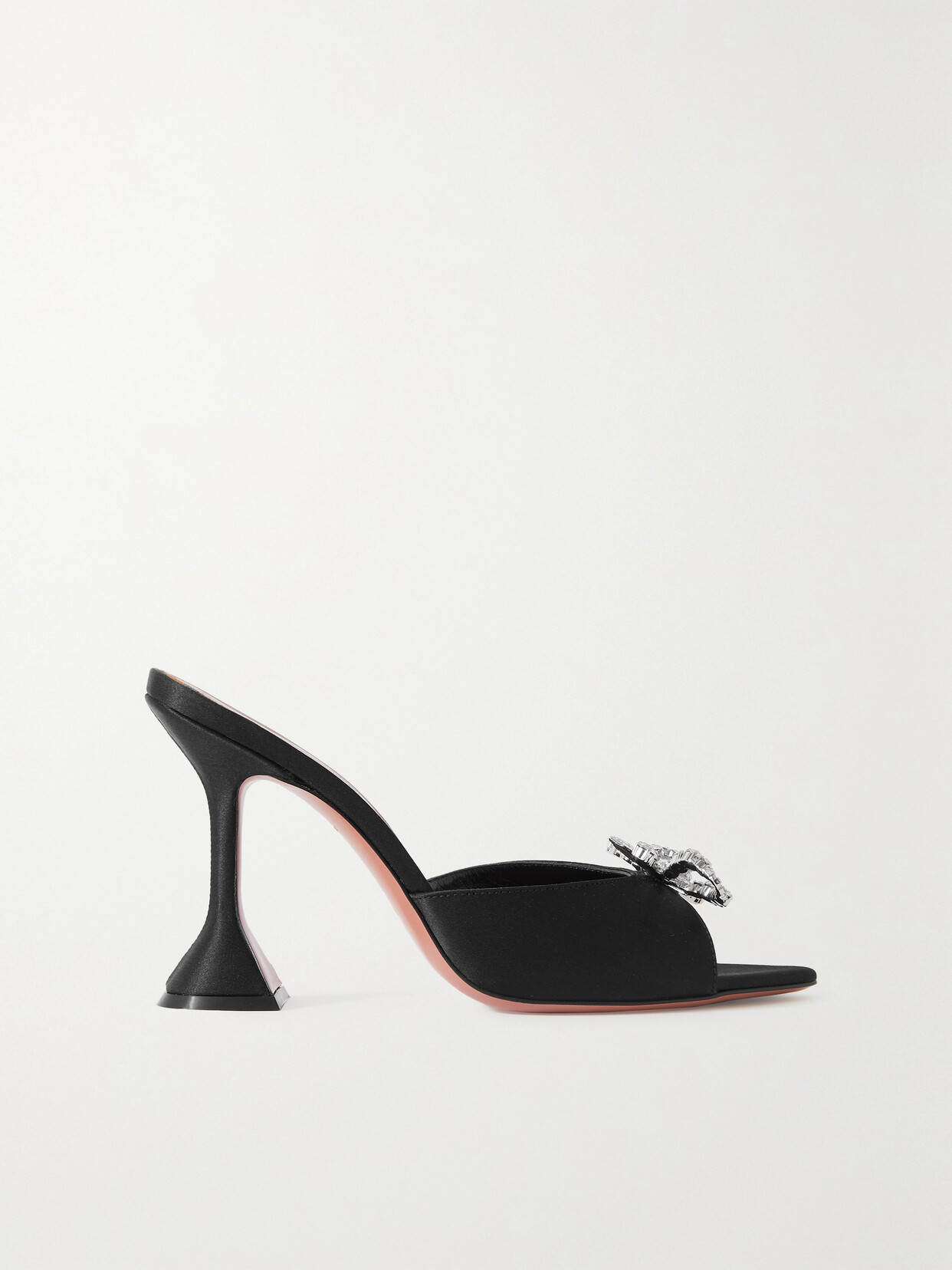 Amina Muaddi Rosie Crystal-embellished Satin Mules - Black
