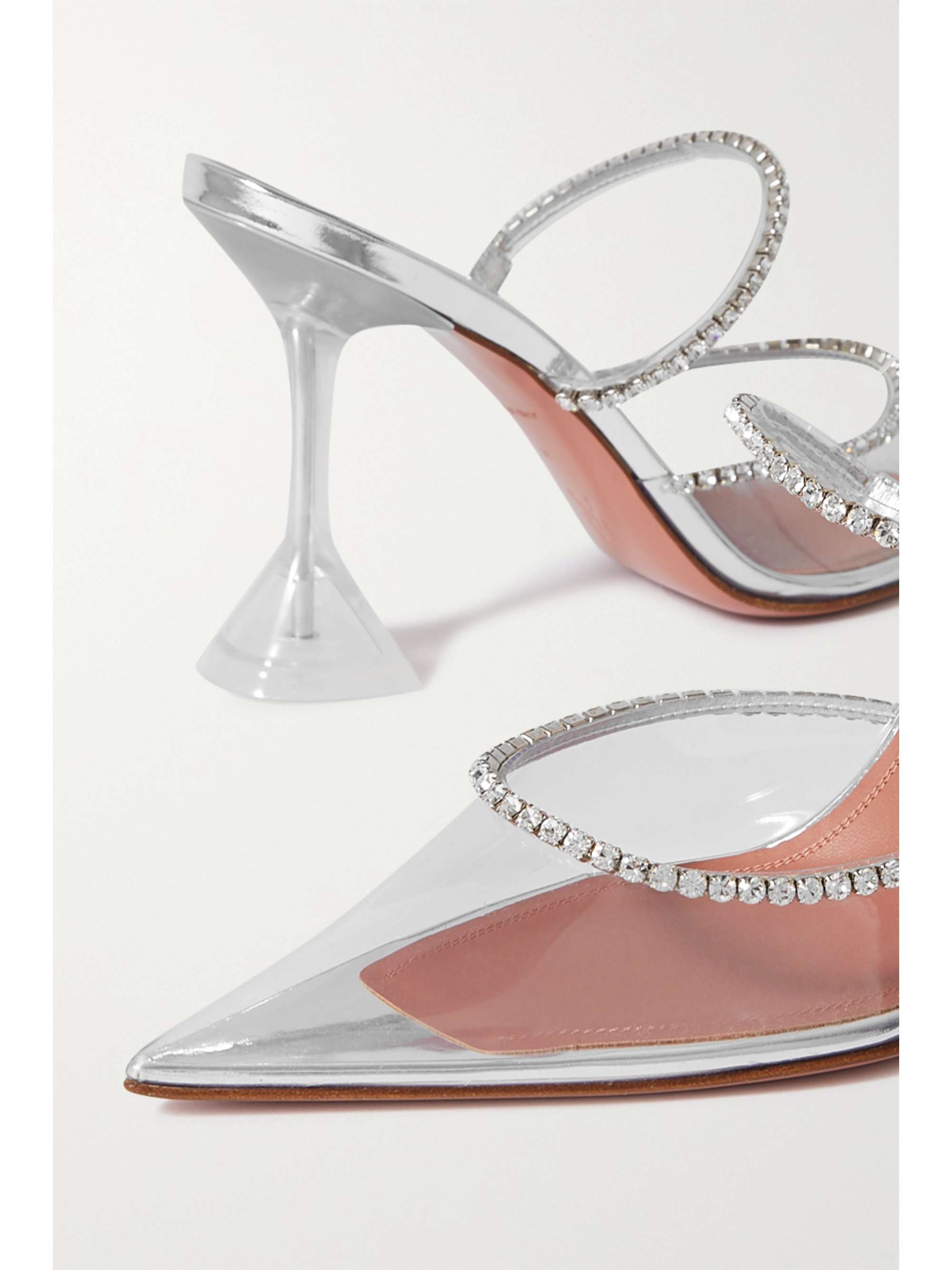 AMINA MUADDI Gilda crystal-embellished leather and PVC pumps