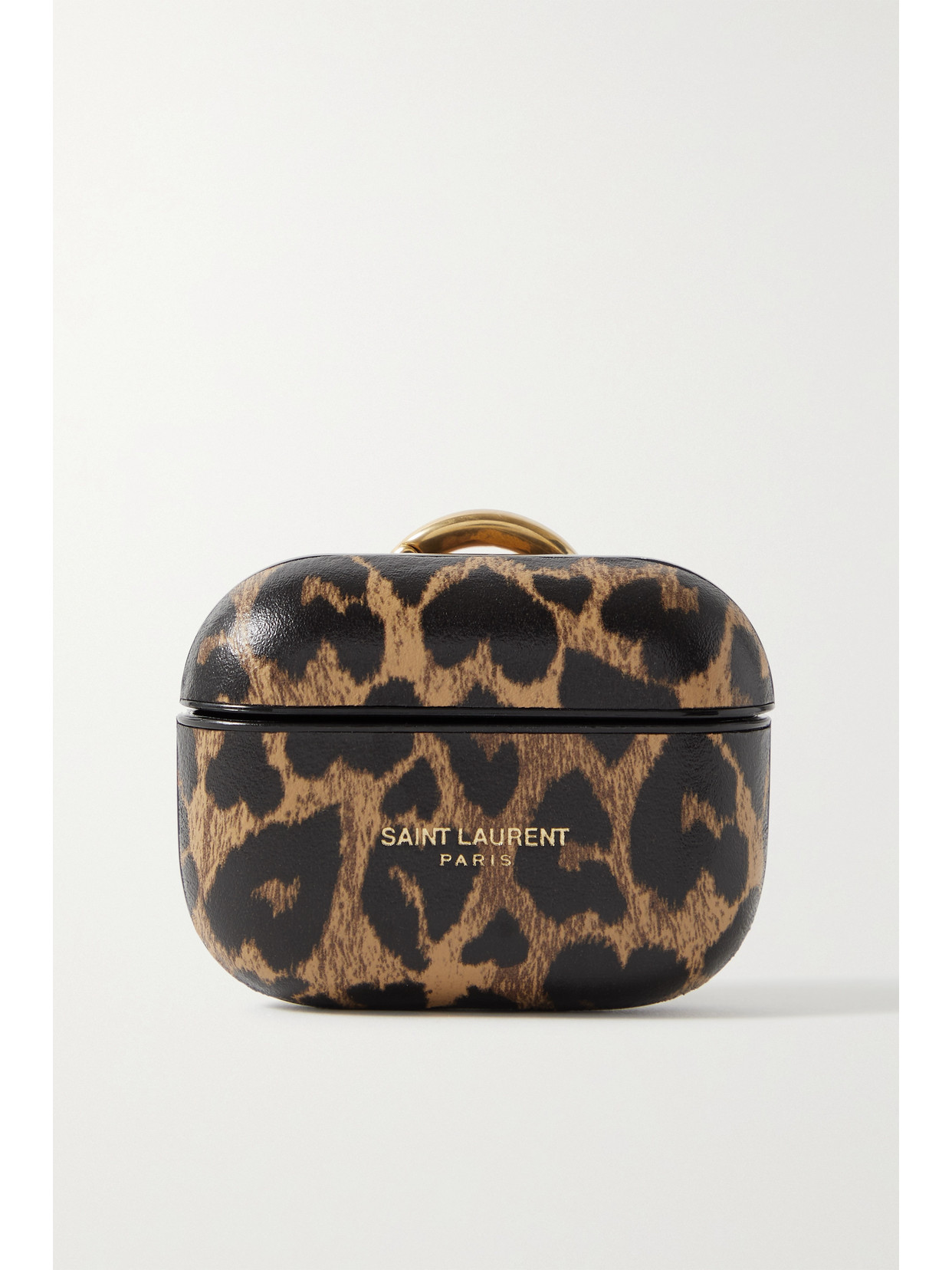 Saint Laurent Leopard-print Leather Airpods Pro Case In Leopard Print