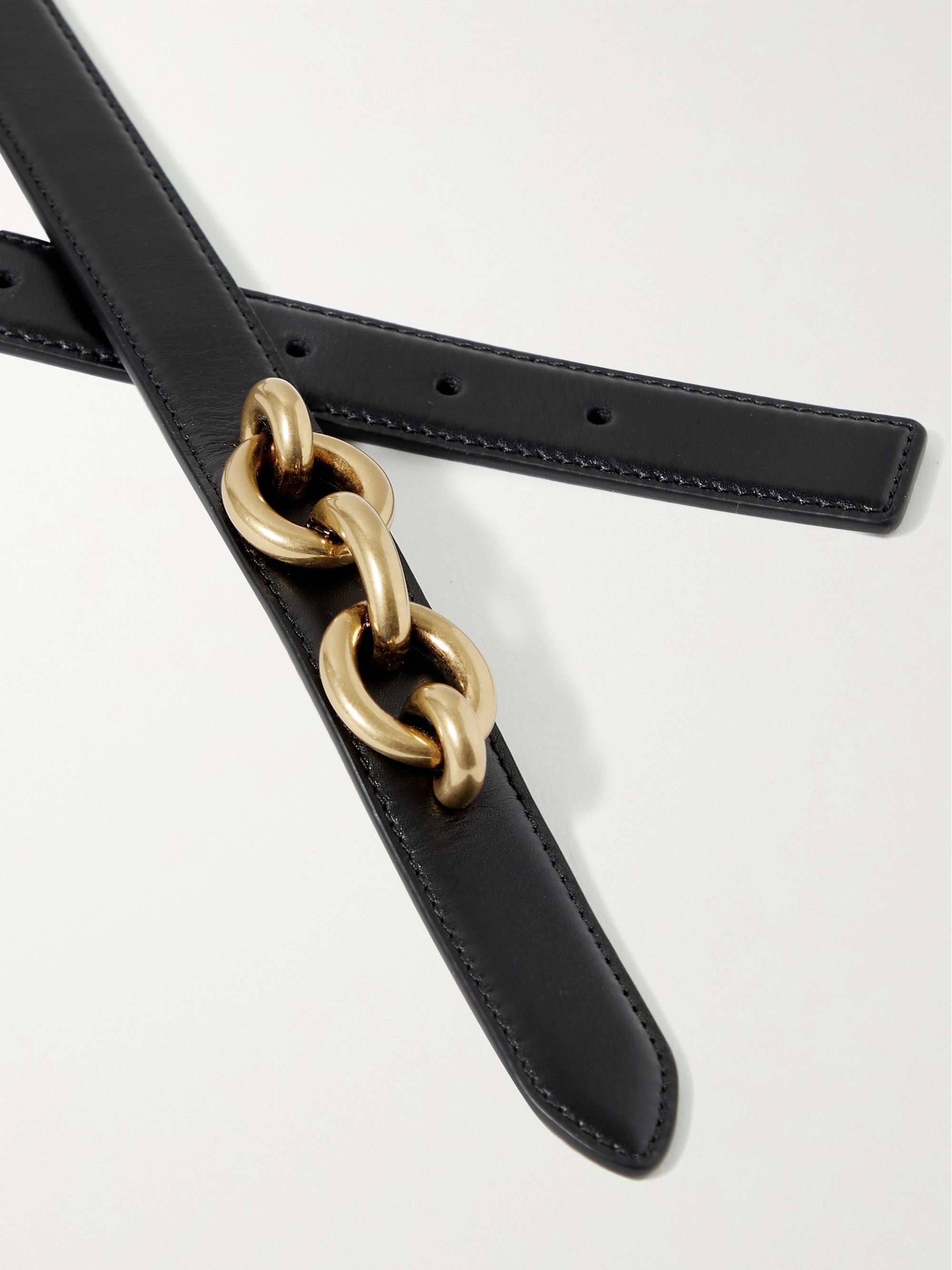 SAINT LAURENT Chain-embellished leather belt