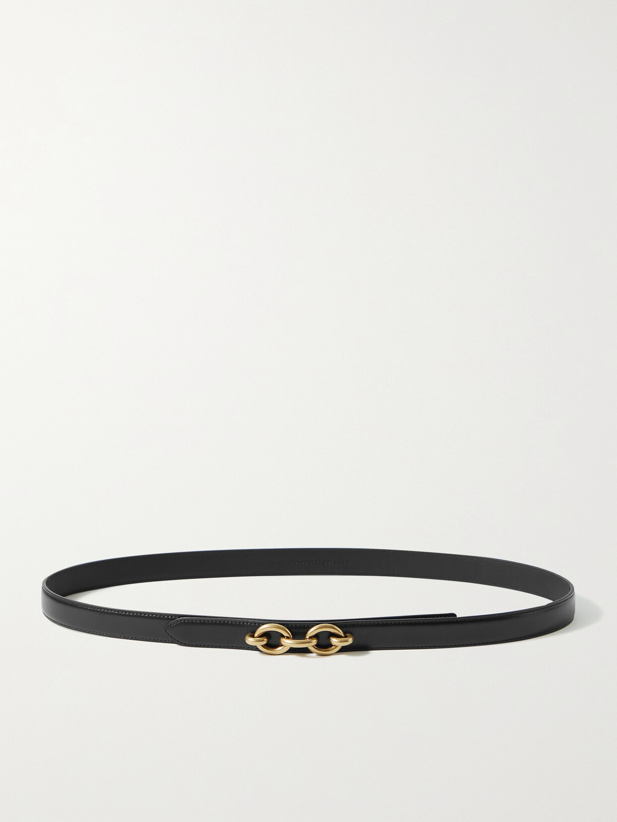 SAINT LAURENT Chain-embellished Leather Belt - Black
