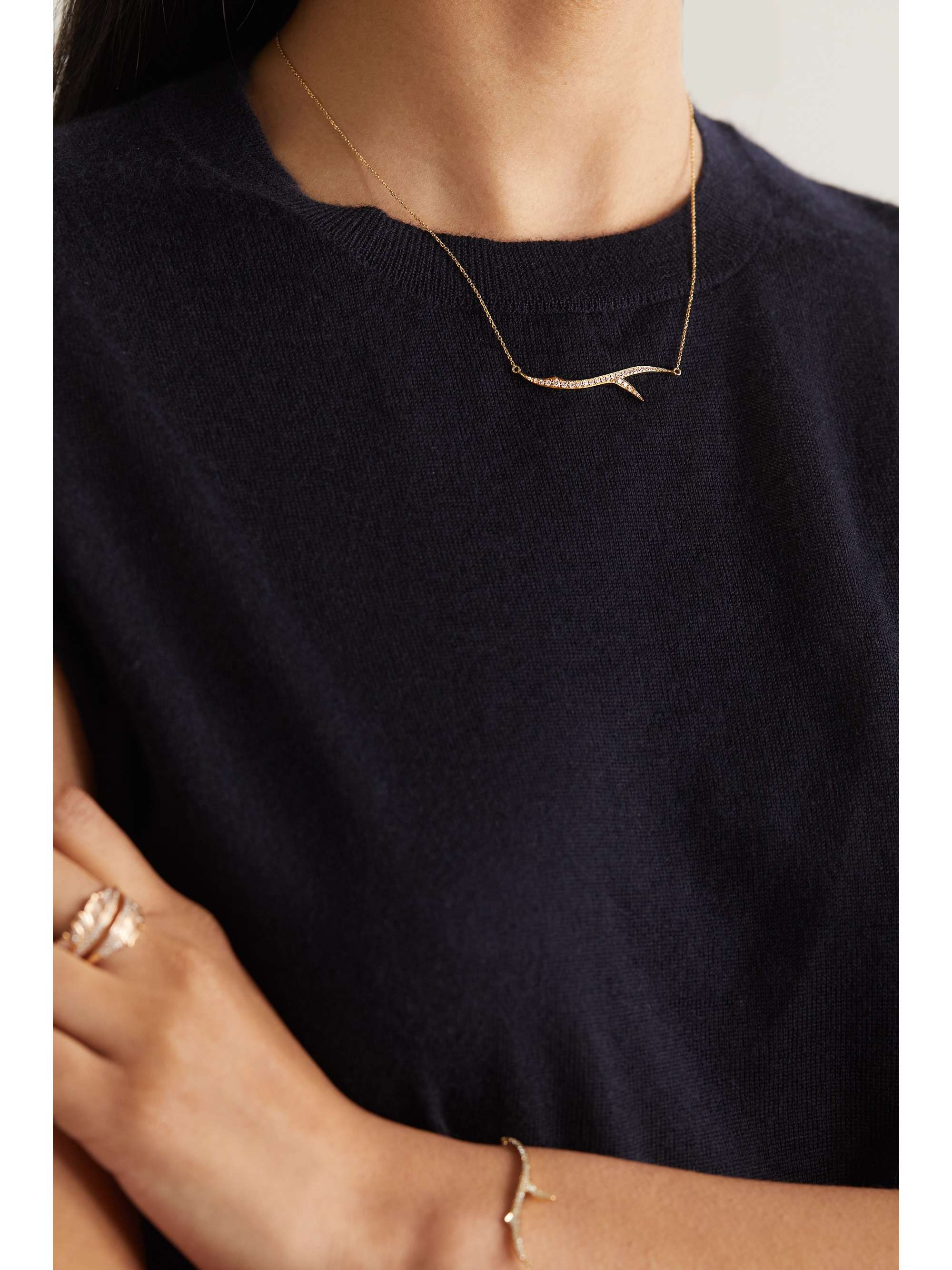 STEPHEN WEBSTER + NET SUSTAIN Thorn Stem 18-karat recycled gold diamond necklace