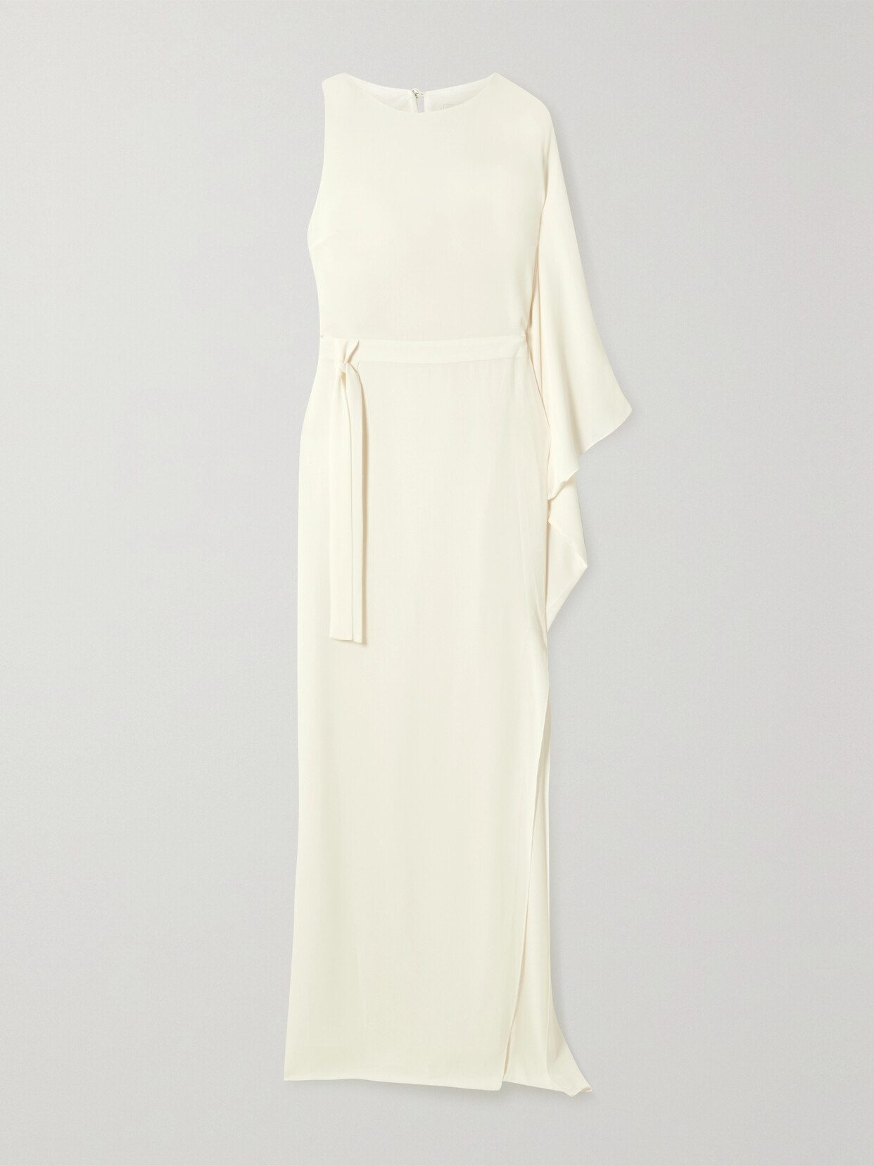 Halston One-shoulder Asymmetric Crepe Gown In Ivory