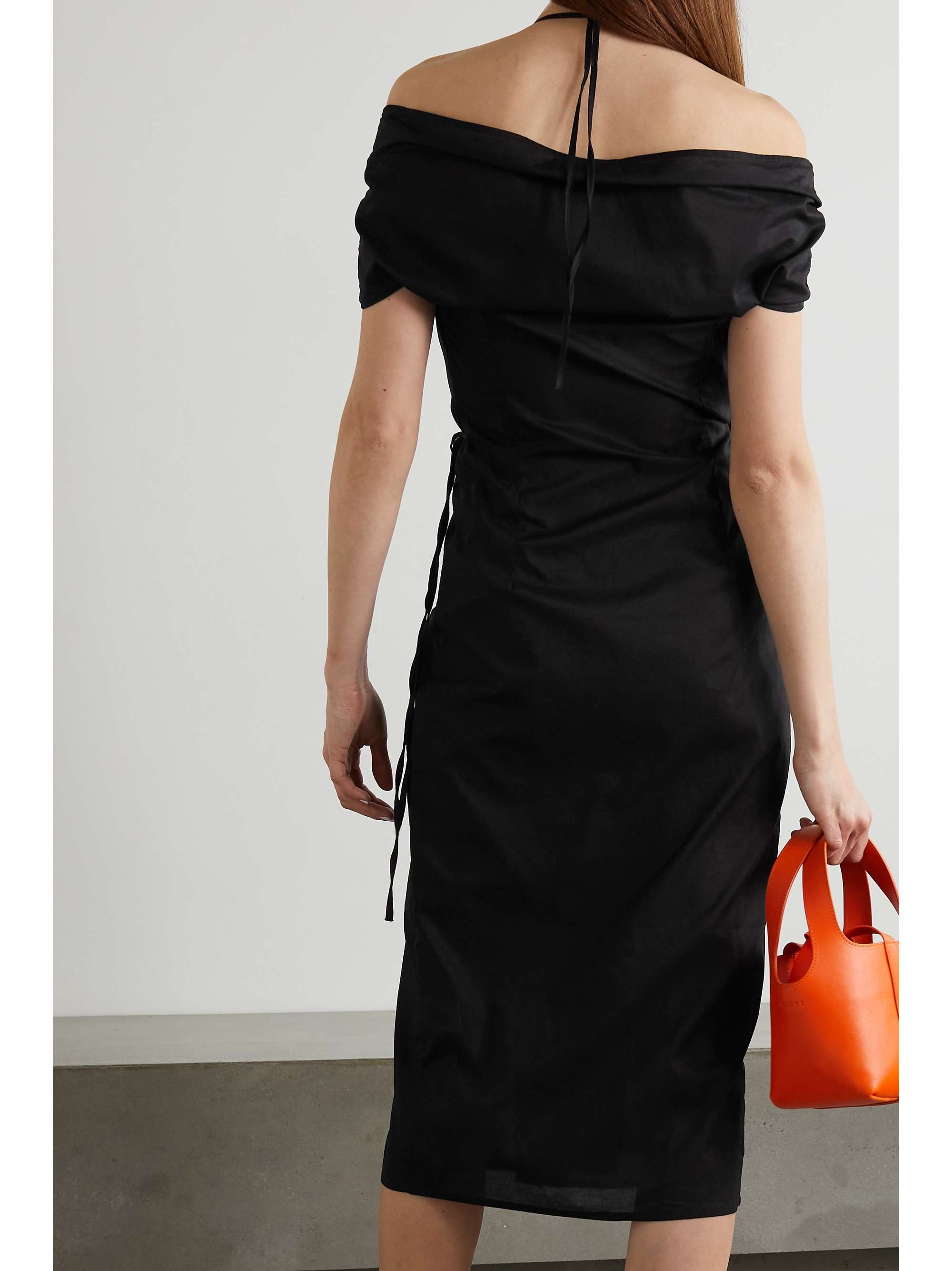IOANNES Romeo cold-shoulder cotton halterneck wrap dress