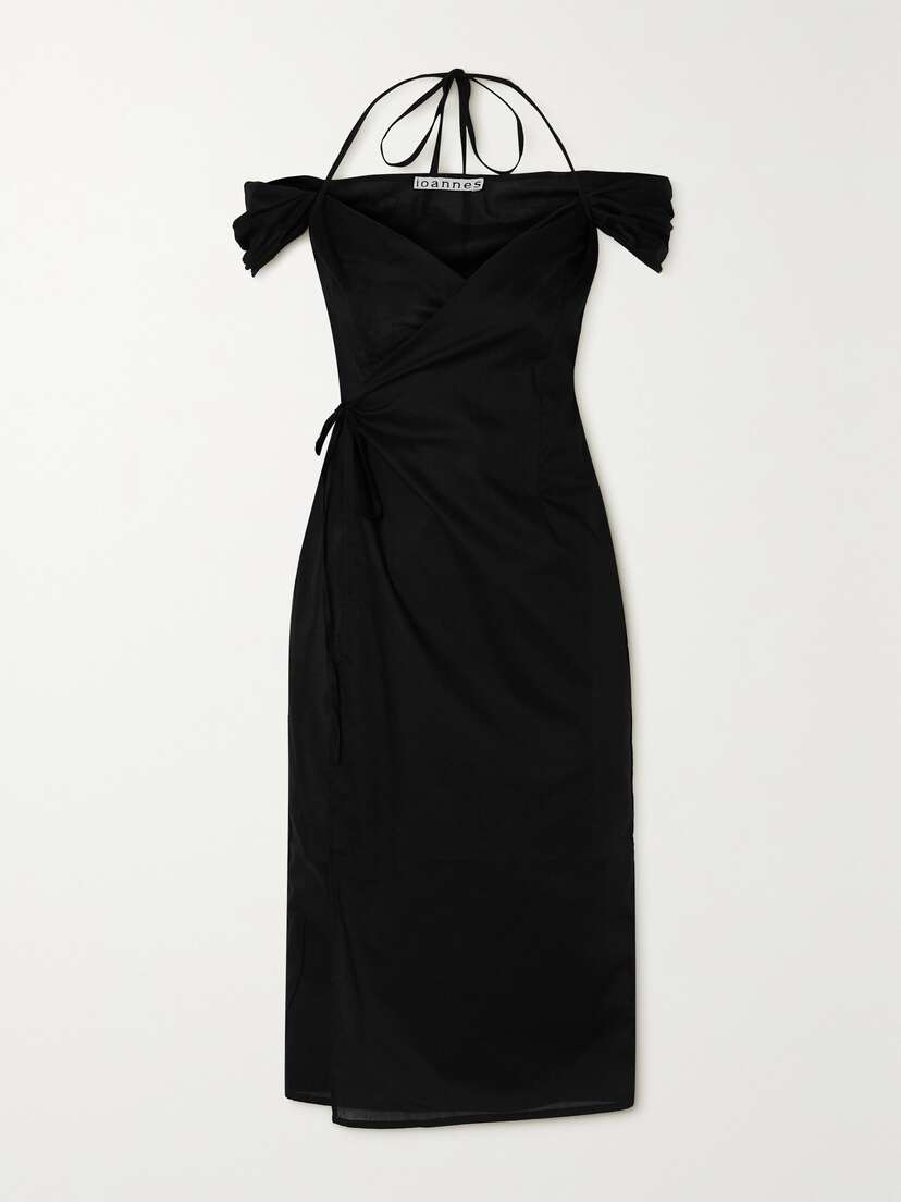 IOANNES Romeo Off-the-shoulder Cotton Wrap Dress