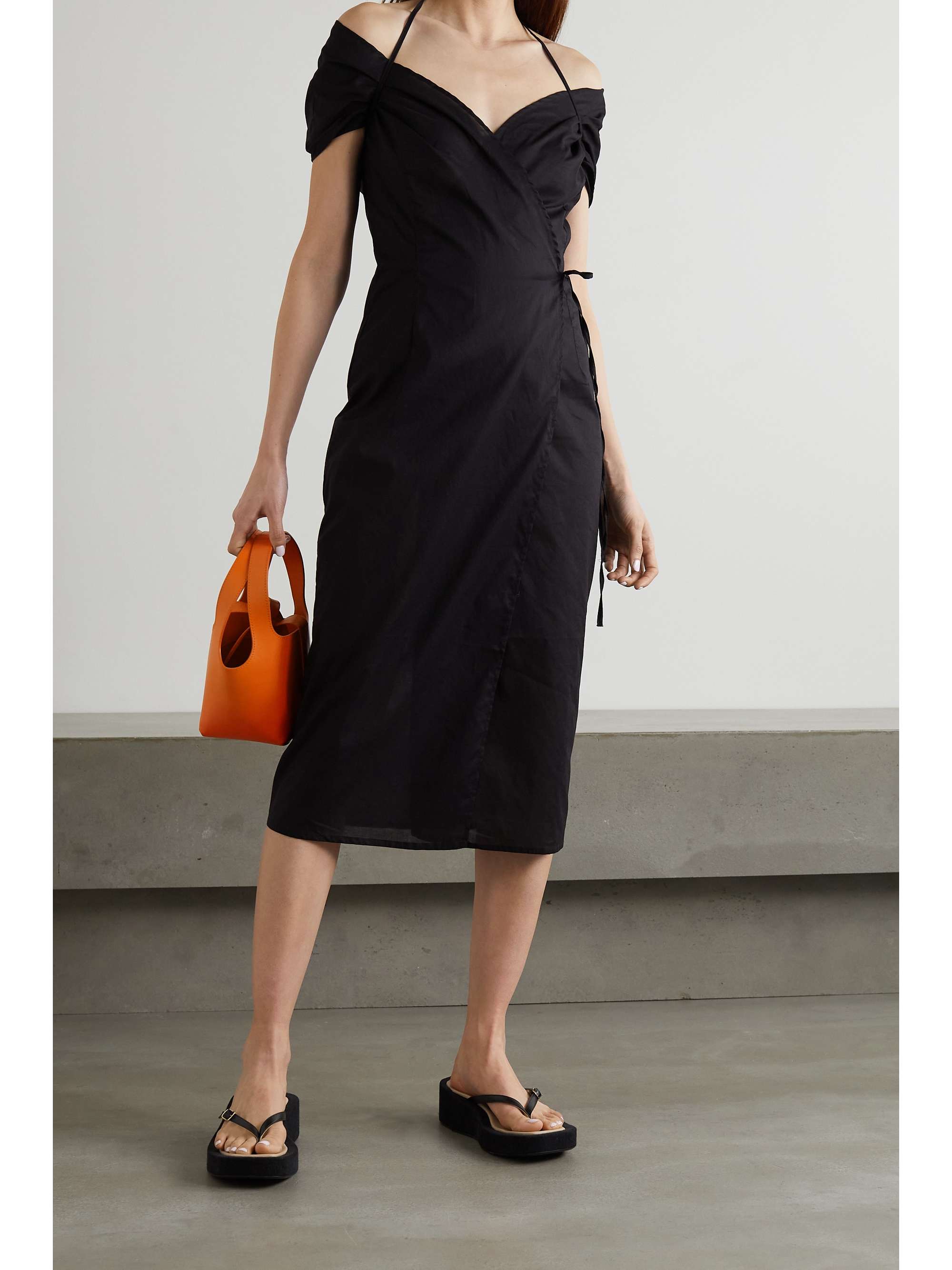 IOANNES Romeo cold-shoulder cotton halterneck wrap dress