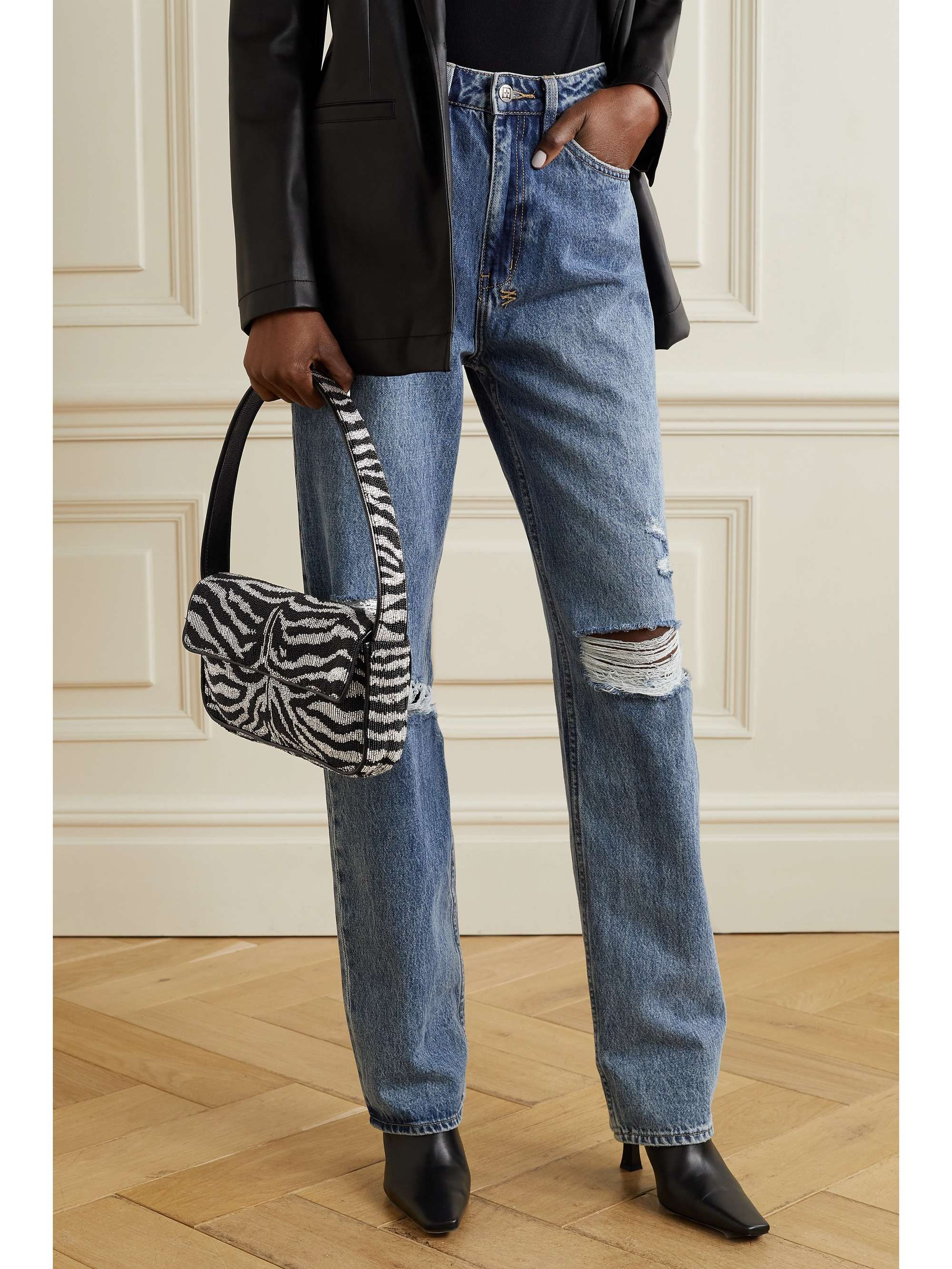 STAUD Tommy beaded leather shoulder bag | NET-A-PORTER