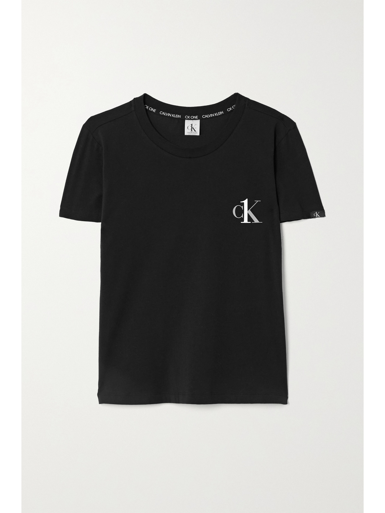 Calvin Klein Underwear Ck One Printed Stretch-cotton Jersey T-shirt In Black