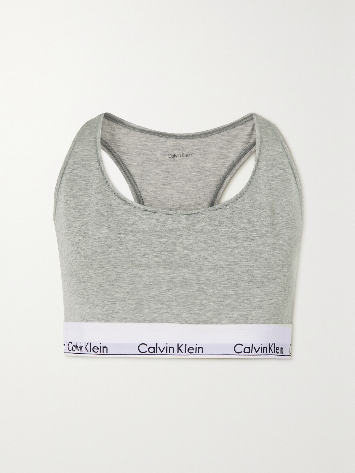 Calvin Klein Underwear Dd+ Modern Cotton Stretch Cotton And Modal-blend Bralette - Gray