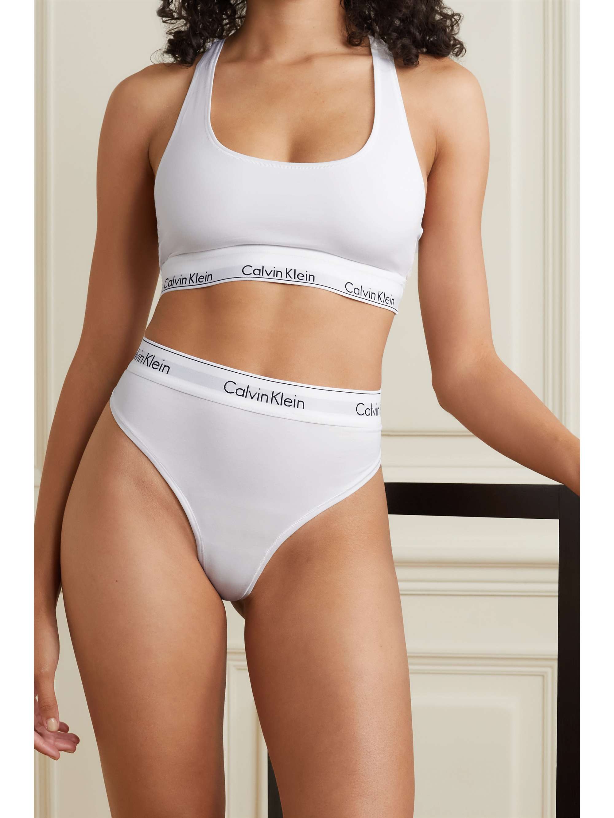 Calvin Klein Modern Cotton Bralette and Thong Underwear Set 