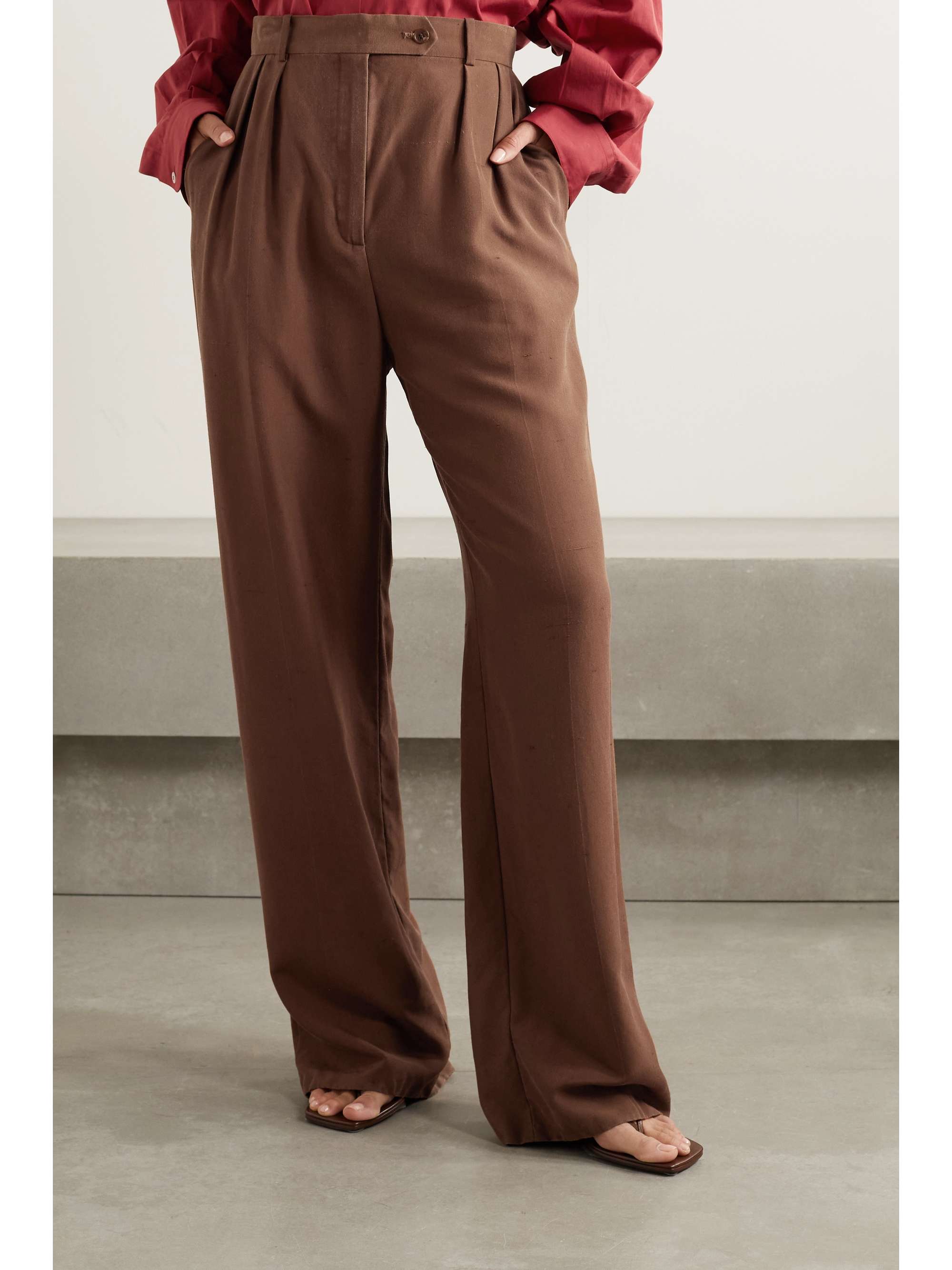 THE ROW Nino silk-shantung wide-leg pants | NET-A-PORTER