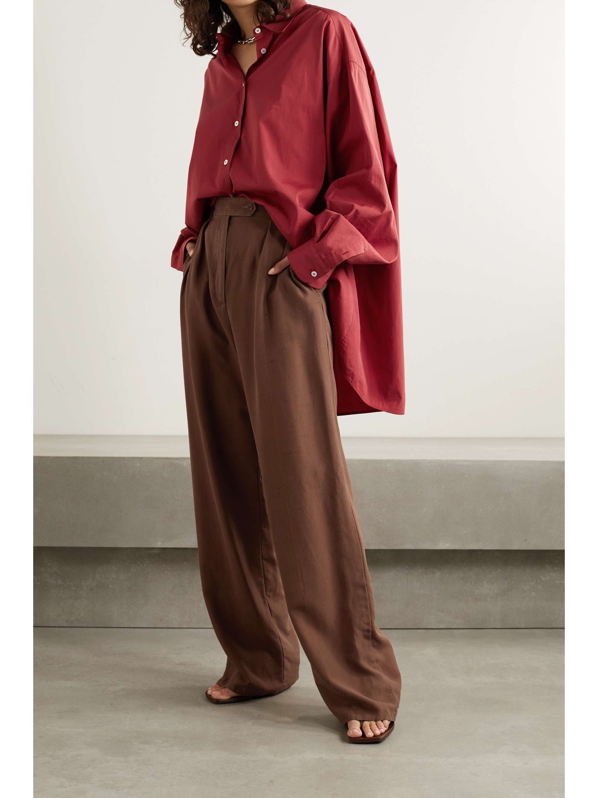 THE ROW Nino silk-shantung wide-leg pants