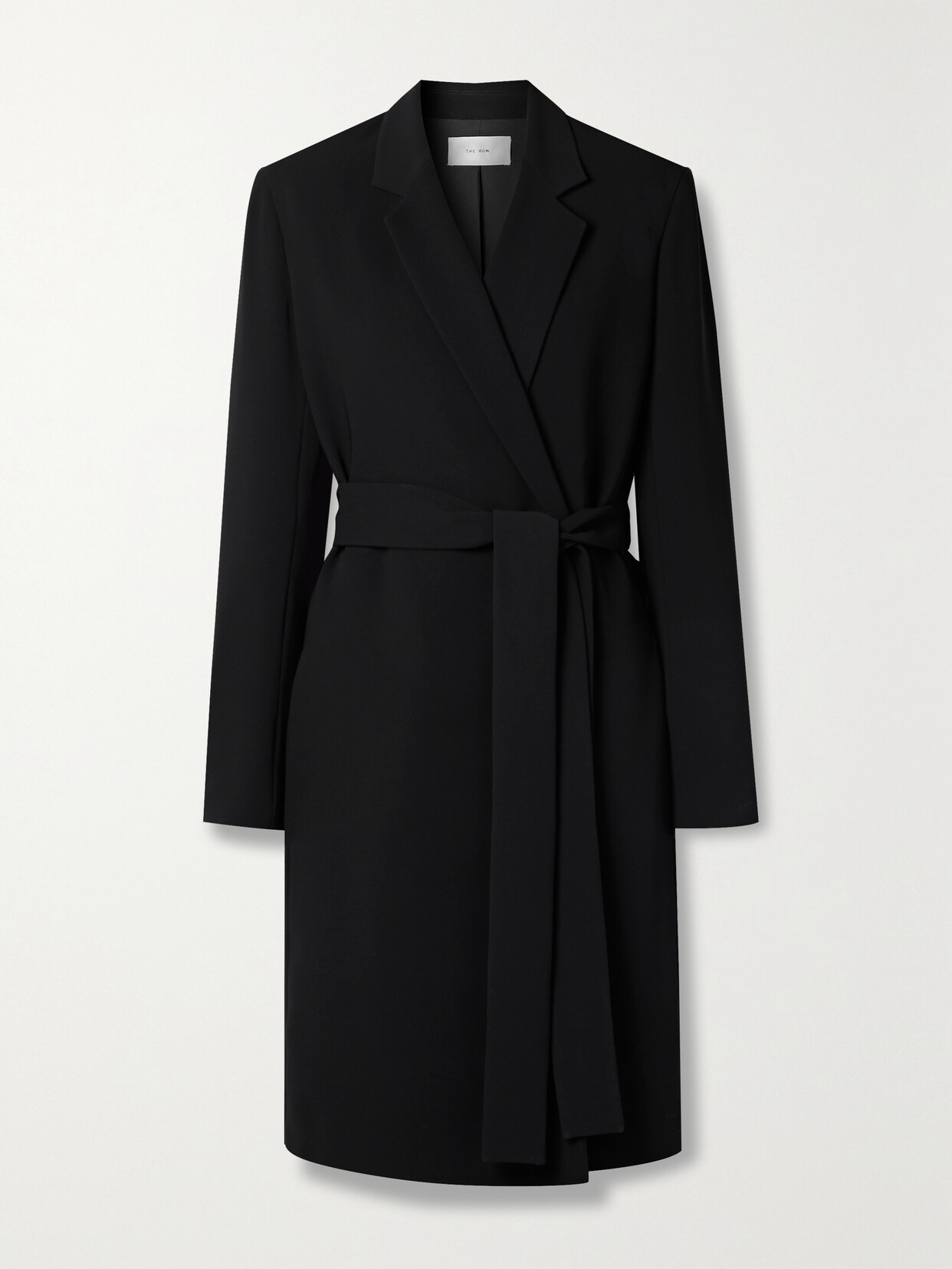 The Row Harri Belted Crepe Coat In Black