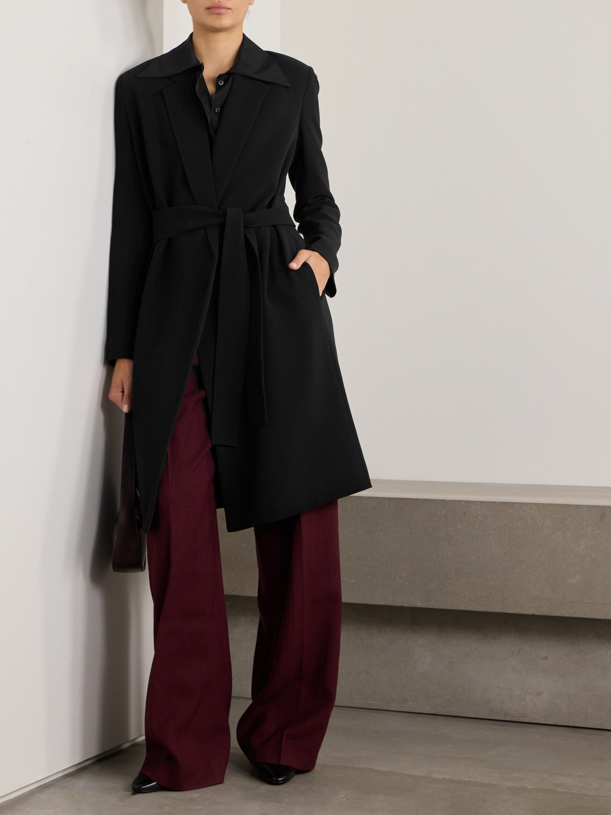 Shop The Row Essentials Harri Belted Cady Coat In Black