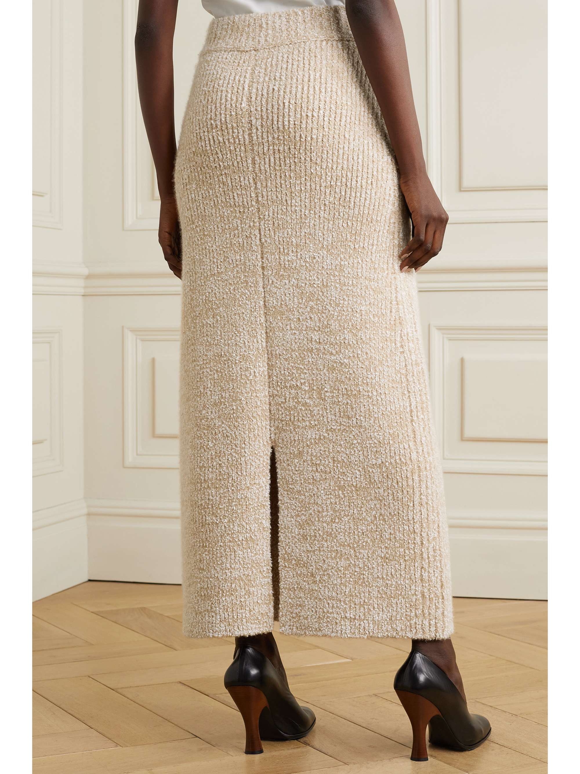 THE ROW Caluso ribbed cashmere and silk-blend bouclé maxi skirt