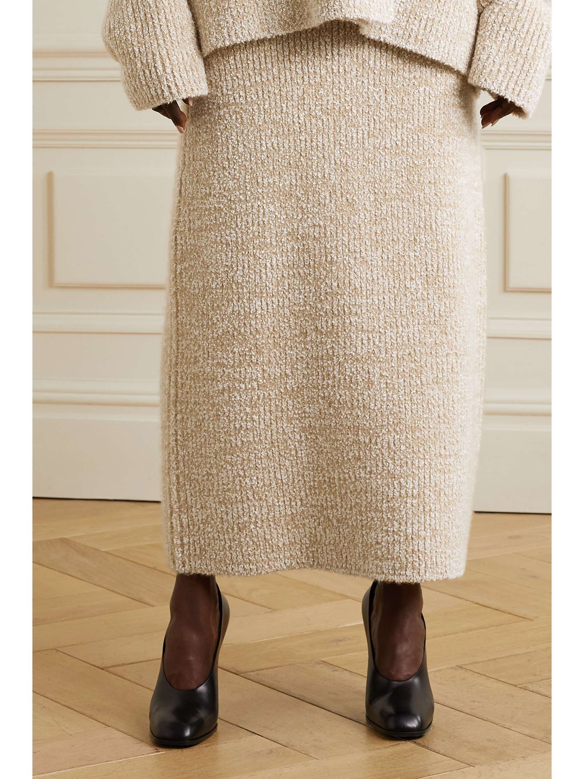 THE ROW Caluso ribbed cashmere and silk-blend bouclé maxi skirt