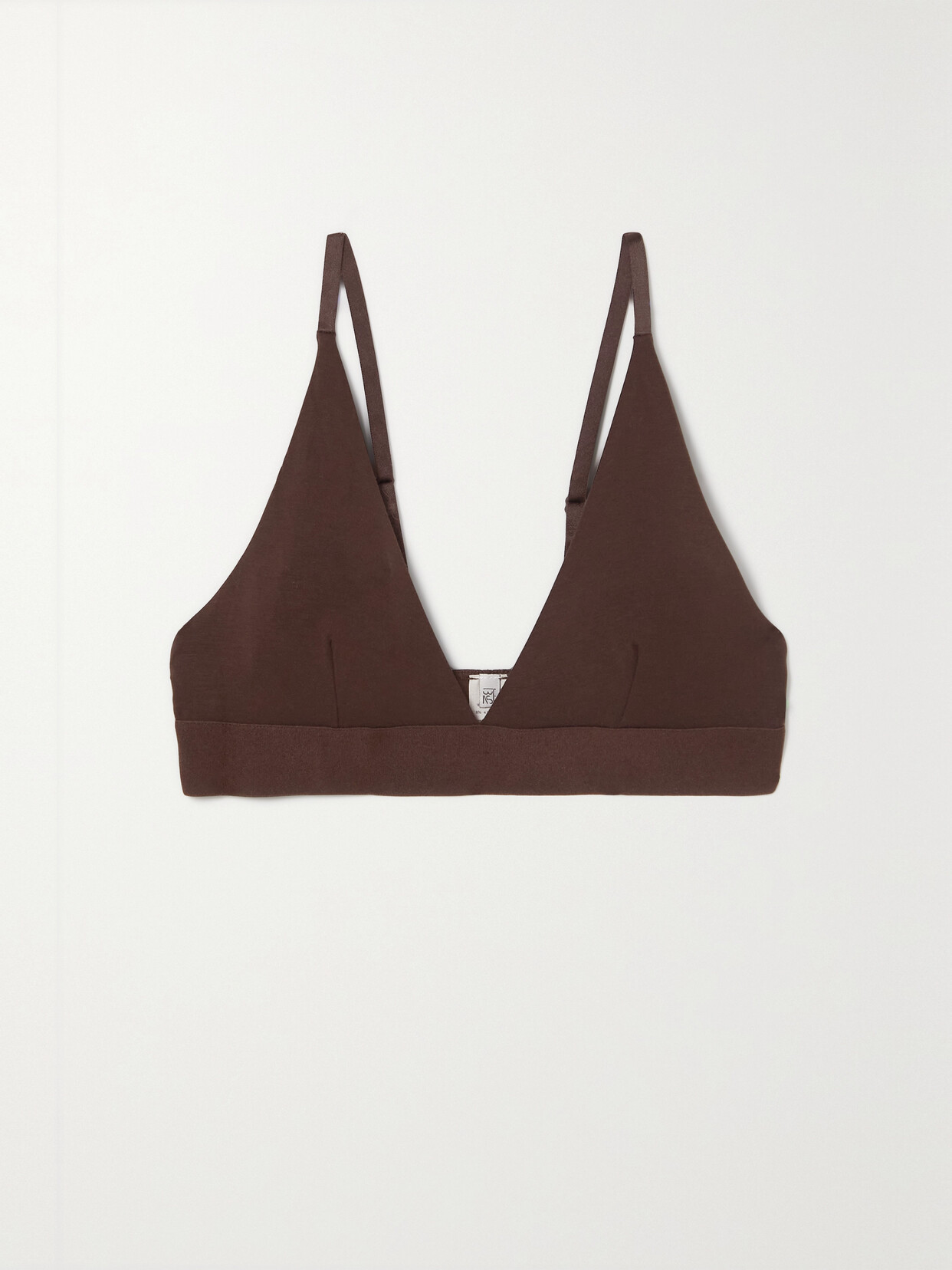 Baserange Stretch-bamboo Jersey Soft-cup Triangle Bra In Brown