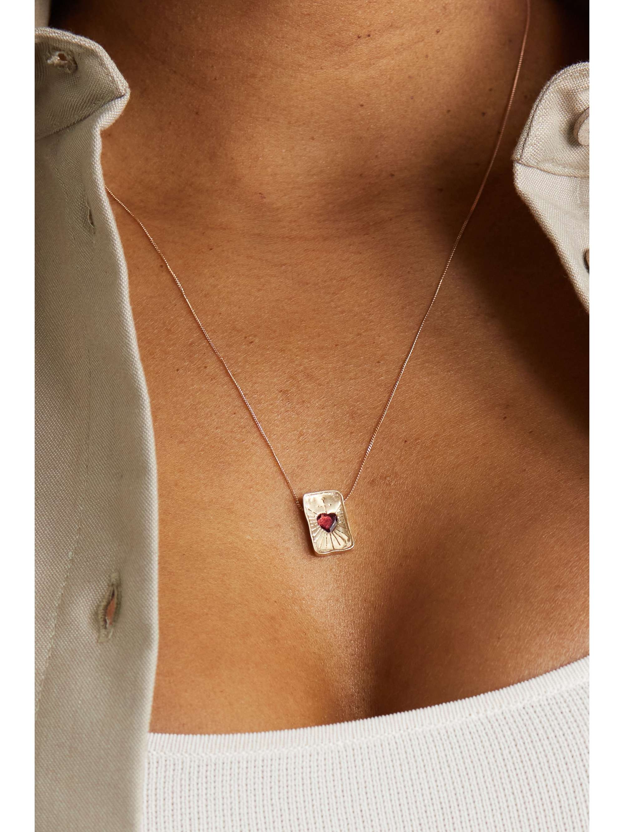 PASCALE MONVOISIN L'Amour 14-karat rose gold, 9-karat gold and garnet necklace