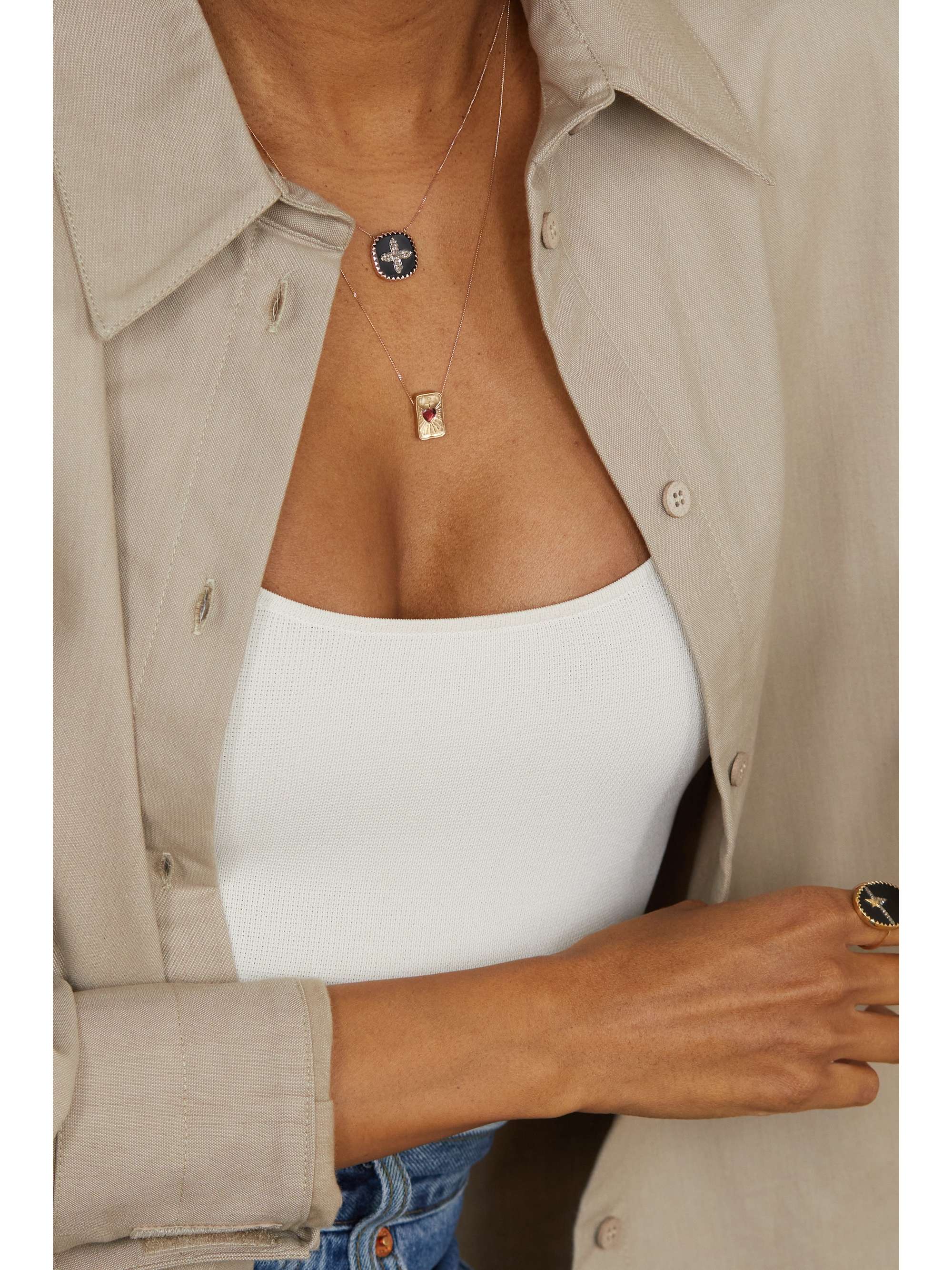 PASCALE MONVOISIN L'Amour 14-karat rose gold, 9-karat gold and garnet necklace